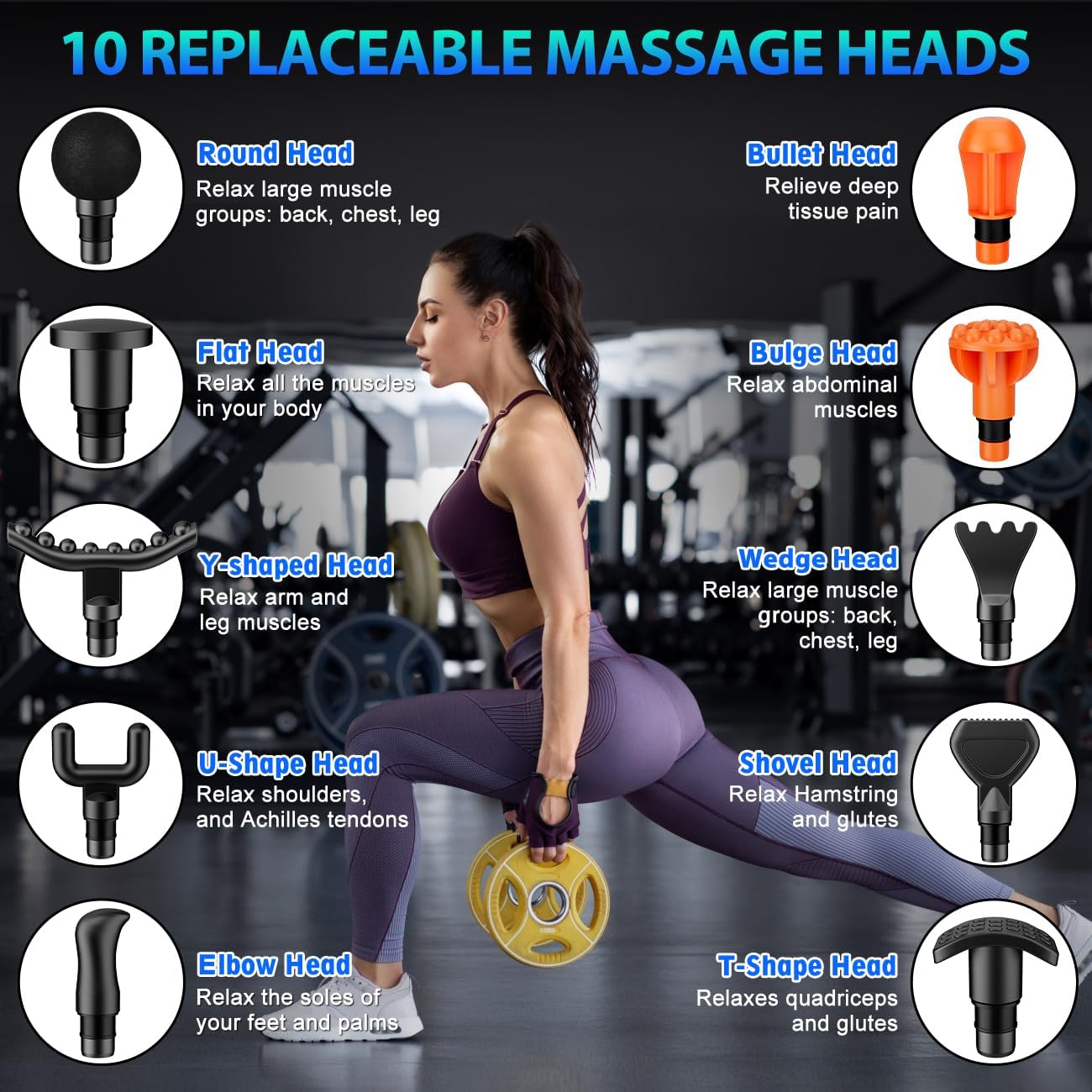 TOLOCO Massage Gun, Deep Tissue Back Massage for Athletes for Pain Relief, Percussion Massager with 10 Massages Heads & Silent Brushless Motor, Fathers Day Dad Gifts, Carbon - Image 4