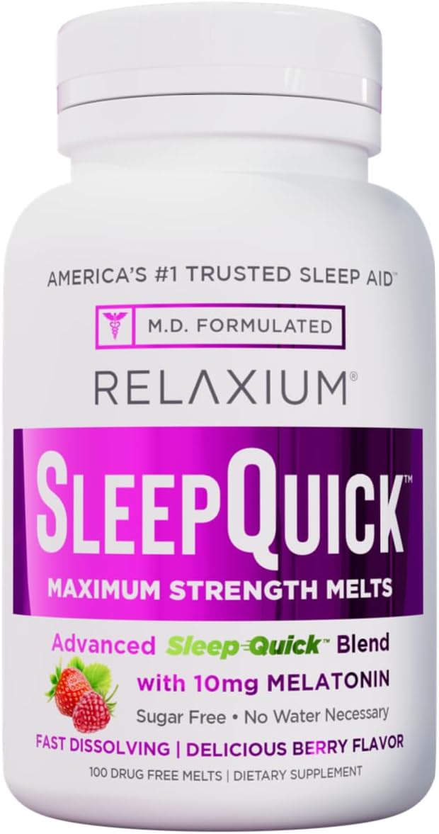 Relaxium Sleep Quick Melts, Sleep Aid, 10mg Melatonin, Berry, 100 Serving