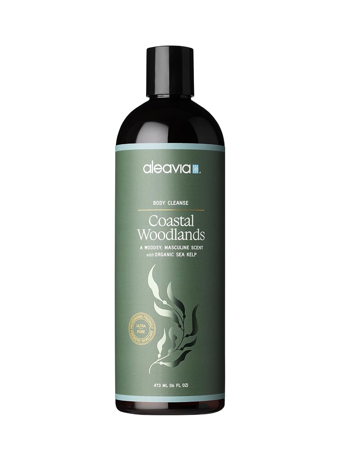 Aleavia Coastal Woodlands Mens Body Cleanse – Organic & All-Natural Prebiotic Body Wash for Men, Woodsy Notes Scented with 13 Essential Oils, – Nourish Your Skin Microbiome – 16 Oz.