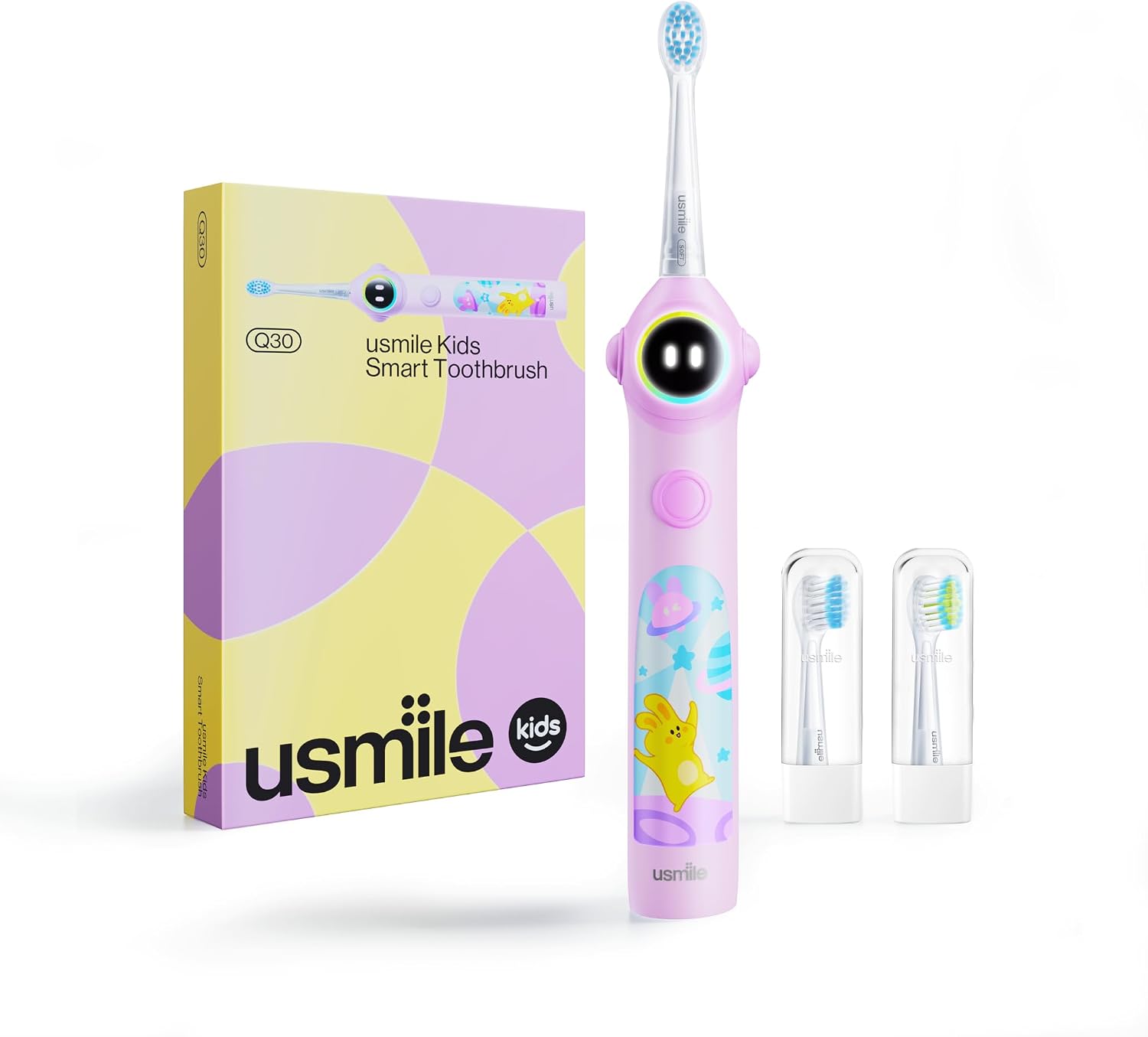 usmile Q30 Kids Smart Toothbrush, Voice-Guided Coaching, Ages 3-8 (Purple)