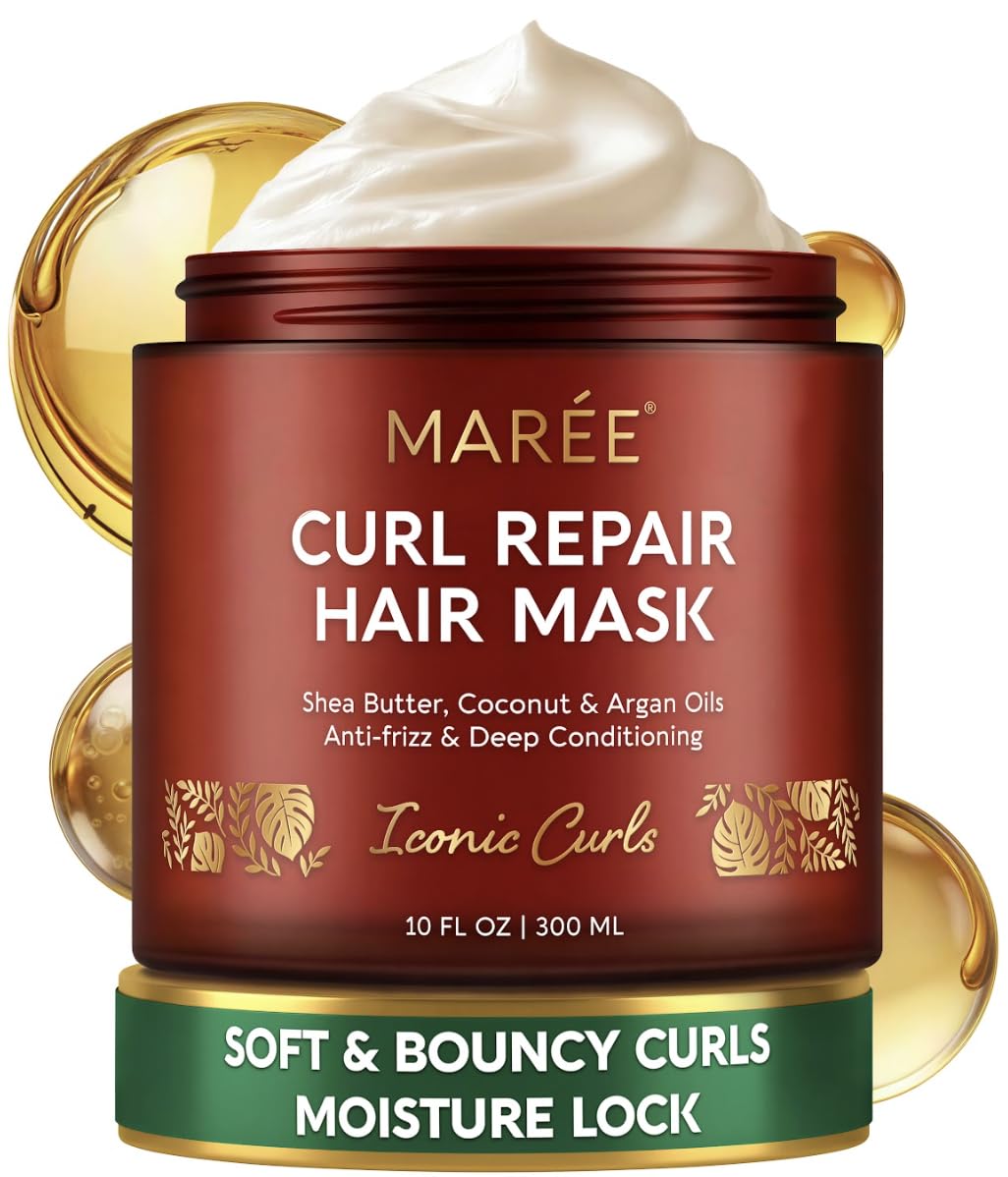 MAREE Deep Conditioning Hair Mask for Damaged Hair Treatment – Keratin Hair Care for Hydrating Growth Repair Moisturizing – Dry Curly Color Refreshing – 10 Fl Oz, Beige
