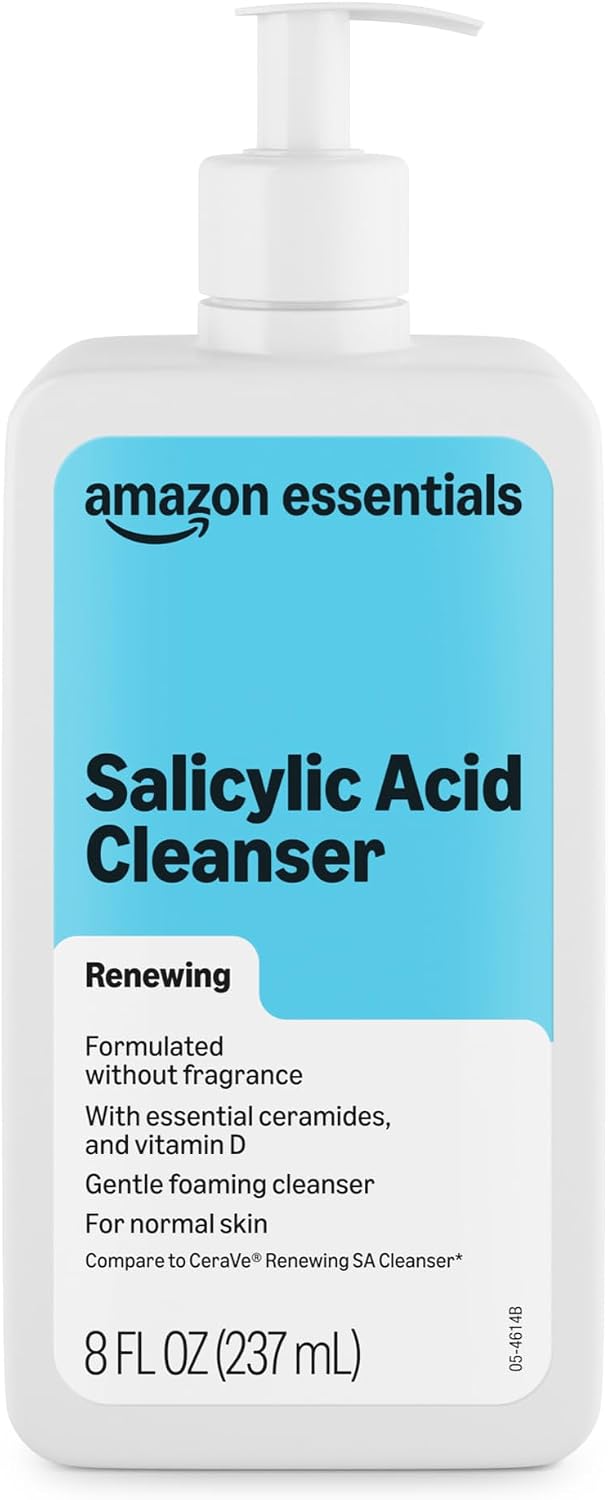 Amazon Essentials Cleanser Face Wash - Salicylic Acid with Ceramides & Vitamin D, 8 fl oz, 1-Pack (Previously Amazon Basics)