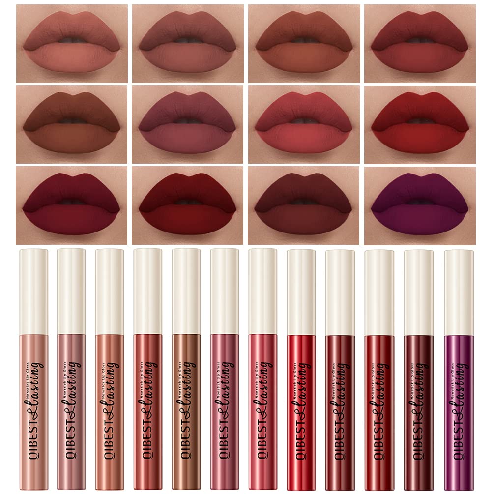 QiBest 12Pcs Matte Liquid Lipstick ...
