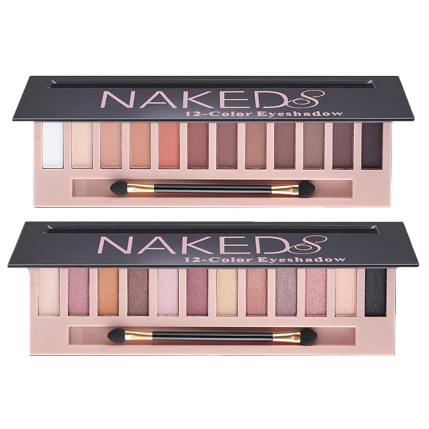 BOLOPER 2 Pack 12 Colors Makeup Nude Colors Eyeshadow Palette Natural Nude Matte Shimmer Glitter Pigment Eye Shadow Pallete Set Waterproof Smokey Professional Beauty Makeup Kit (2 PCS)