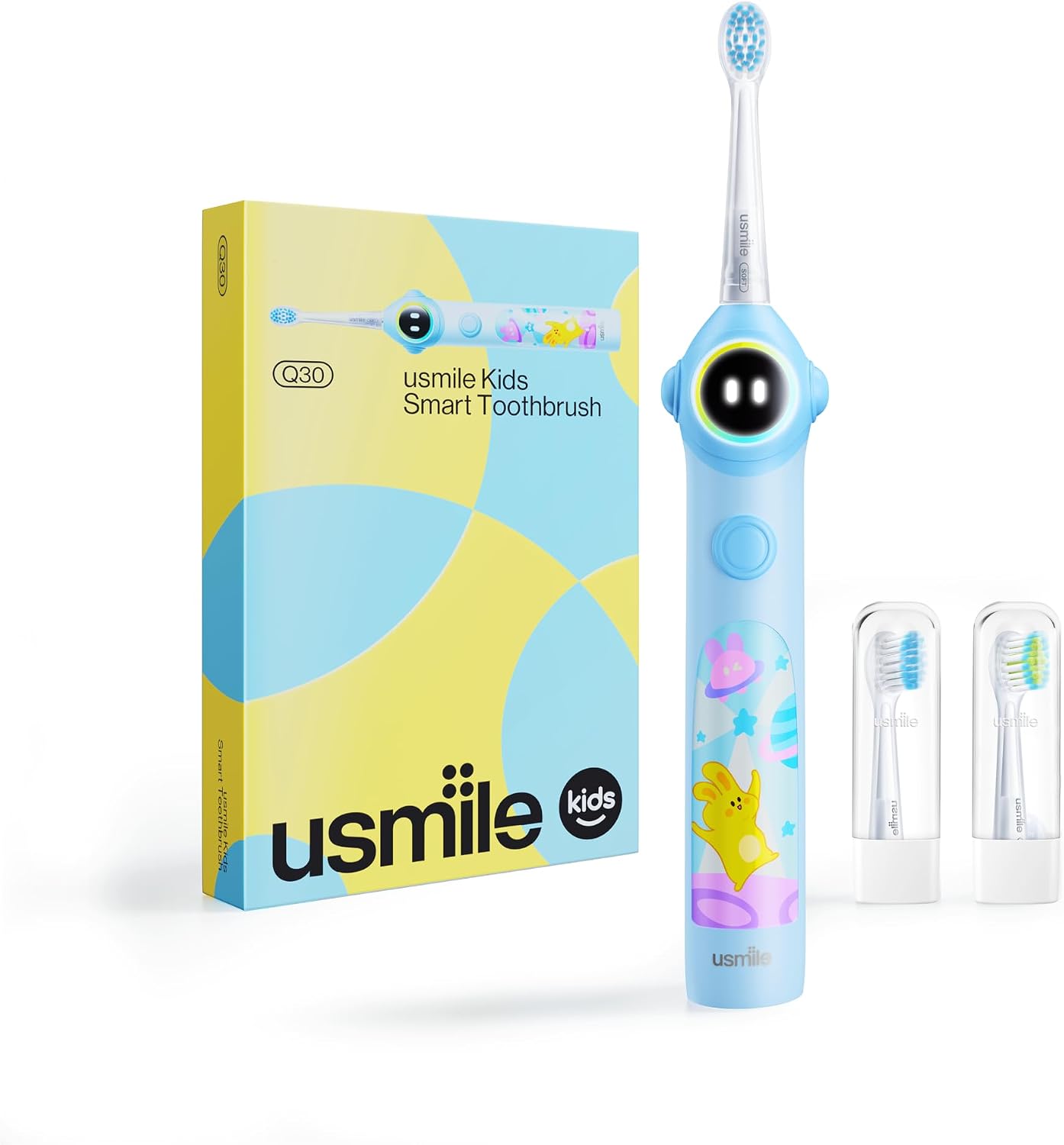 usmile Q30 Kids Smart Toothbrush, Voice-Guided Coaching, Ages 3-8 (Blue)