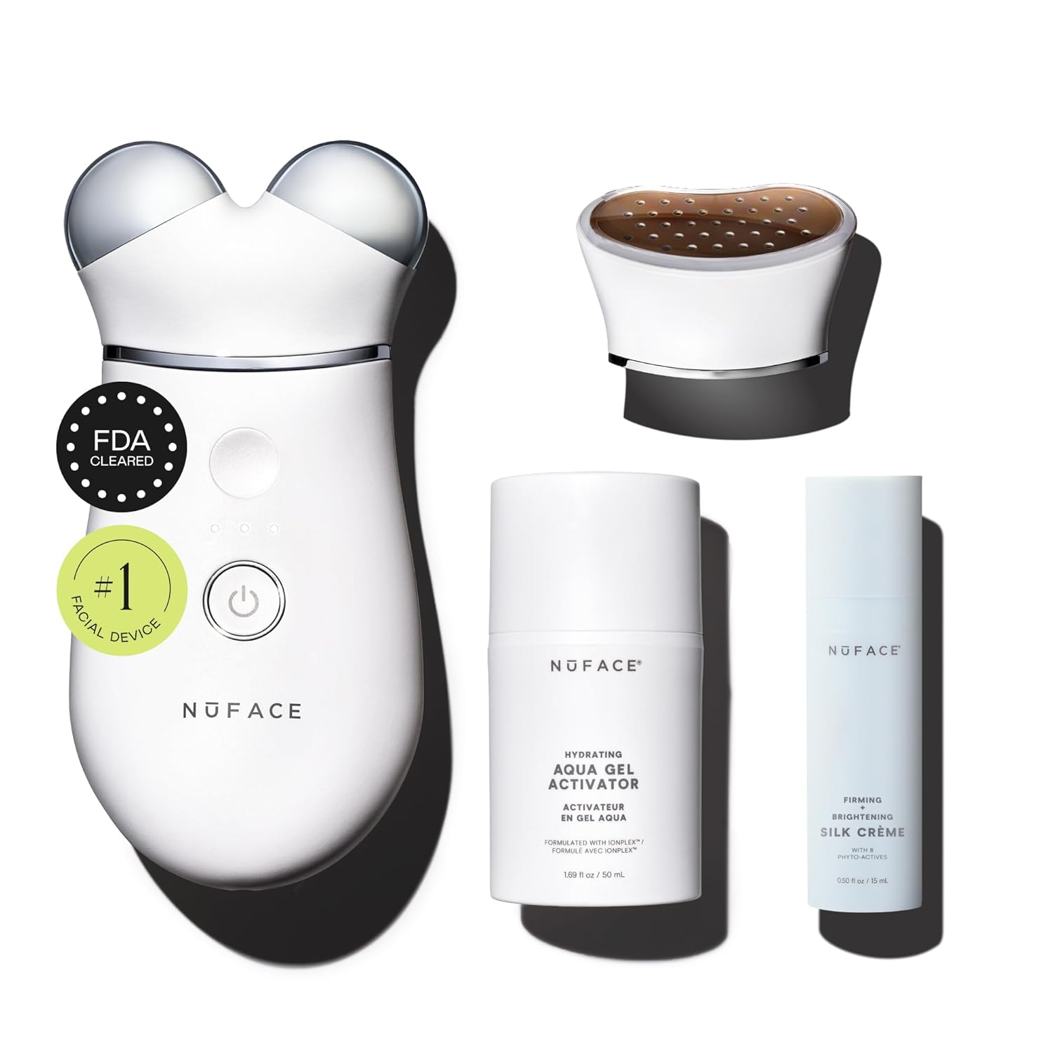 NUFACE Trinity+ Facial Massager + LED Red Light Therapy - Wrinkle Reducer, Skin Tightening & Lifting for Face & Neck, FDA-Cleared - Enhances Radiance, Reduces Fine Lines - Microcurrent Facial Device