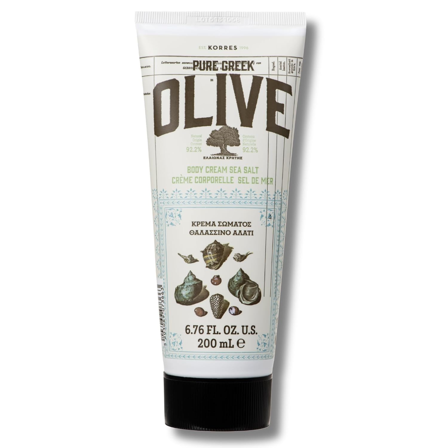 KORRES Pure Greek Olive Body Cream, Sea Salt, 6.76 Fl Oz