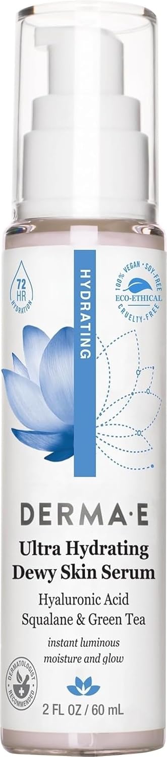 DERMA E Ultra Hydrating Dewy Skin Serum For Face, 2 Fl Oz Facial Treatment
