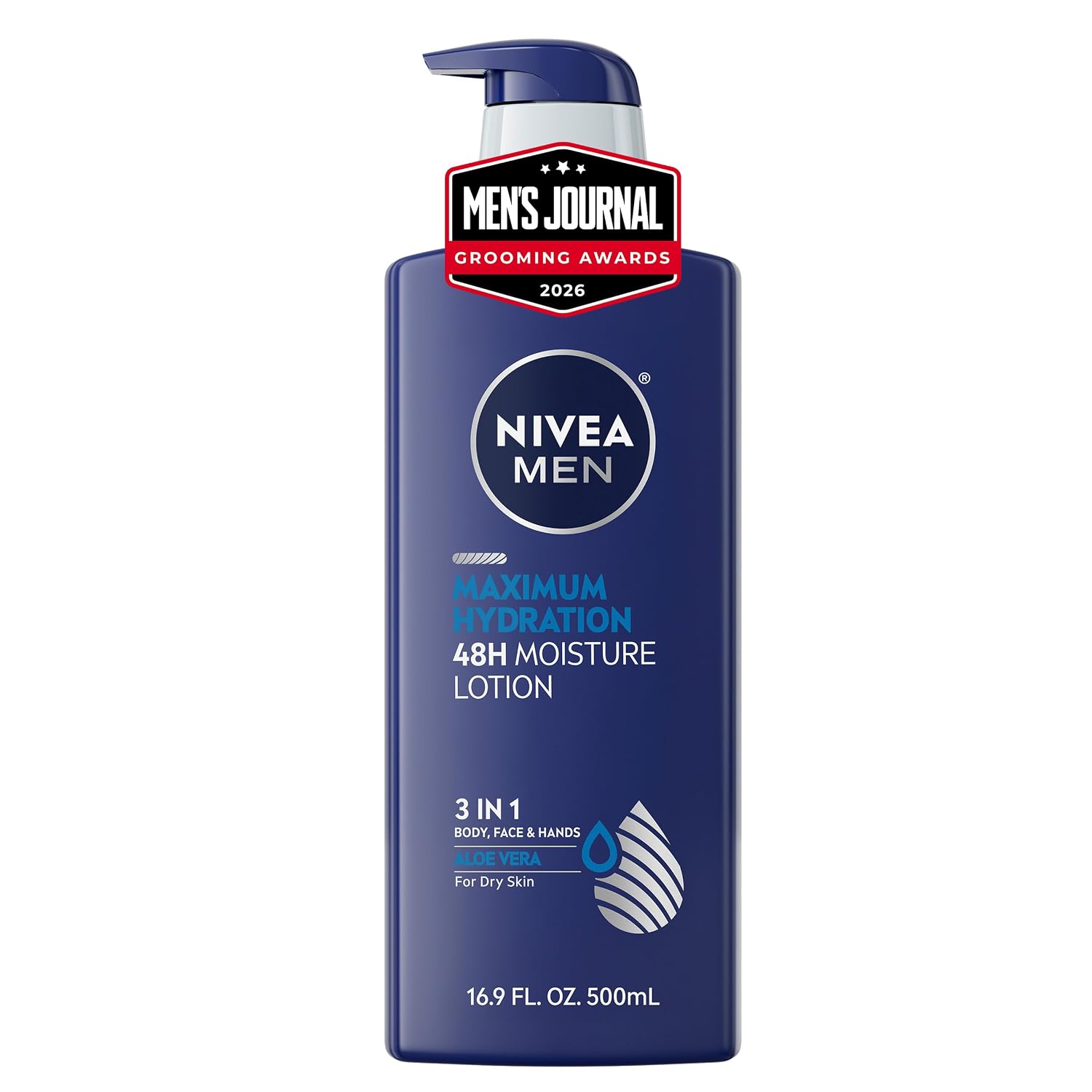 NIVEA MEN Maximum Hydration Lotion, 48-Hour Body Moisturizer, 16.9 FL OZ
