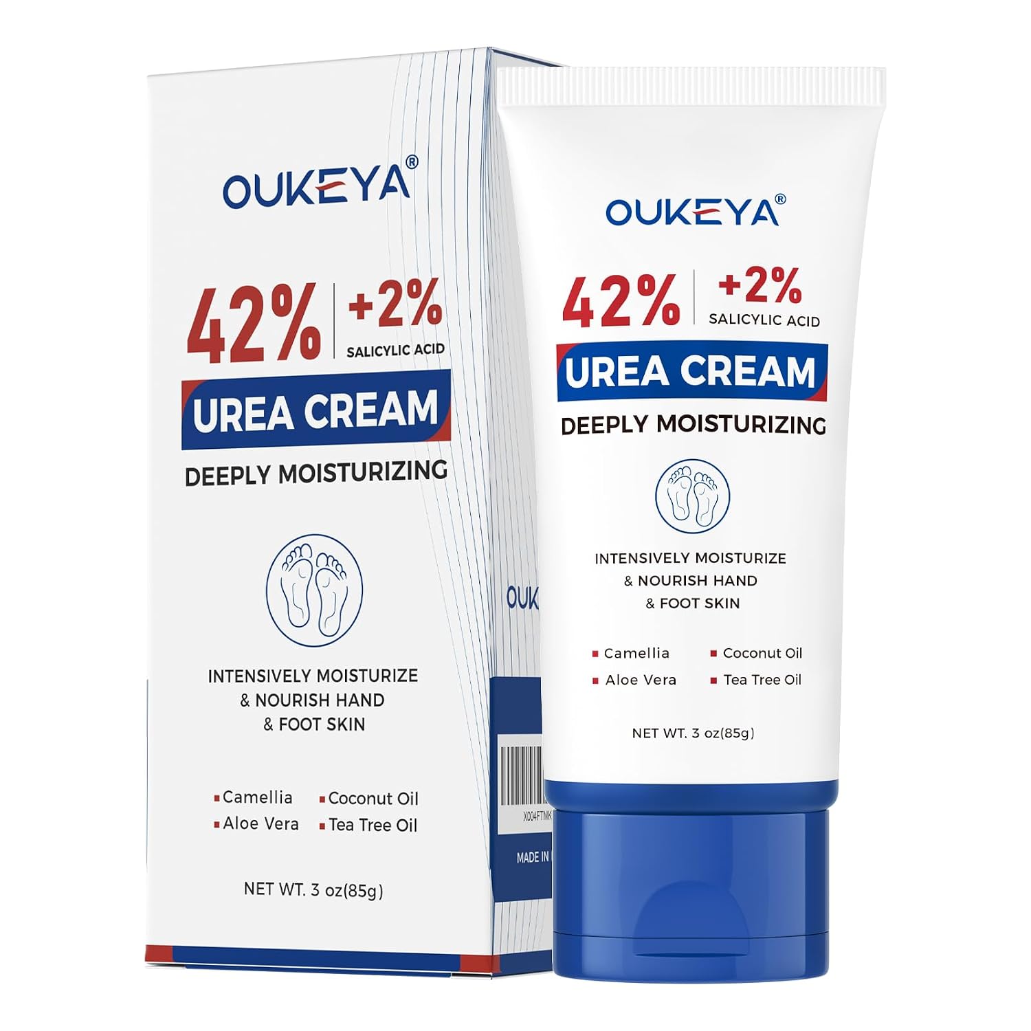 OUKEYA 42% Urea Cream, Foot & Hand Cream for Dry Cracked Rough 3 Oz Tube
