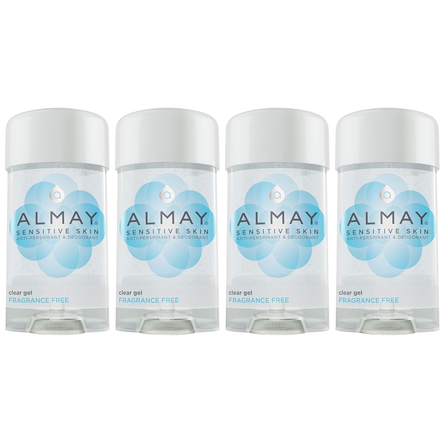 Almay Sensitive Skin Clear Gel Anti-Perspirant & Deodorant, Fragrance Free,2.25 oz(4 Pack)