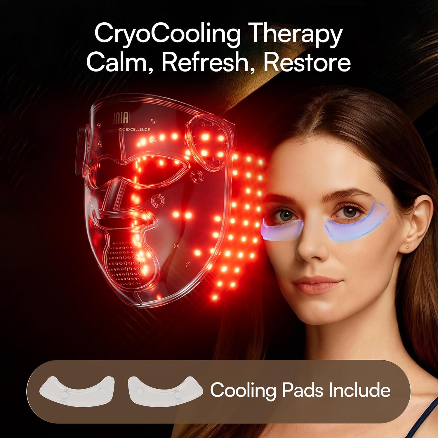 INIA GLOW 4D Wireless Red Light Therapy Mask for Face, Dual NIR, 320 LEDs - Image 8