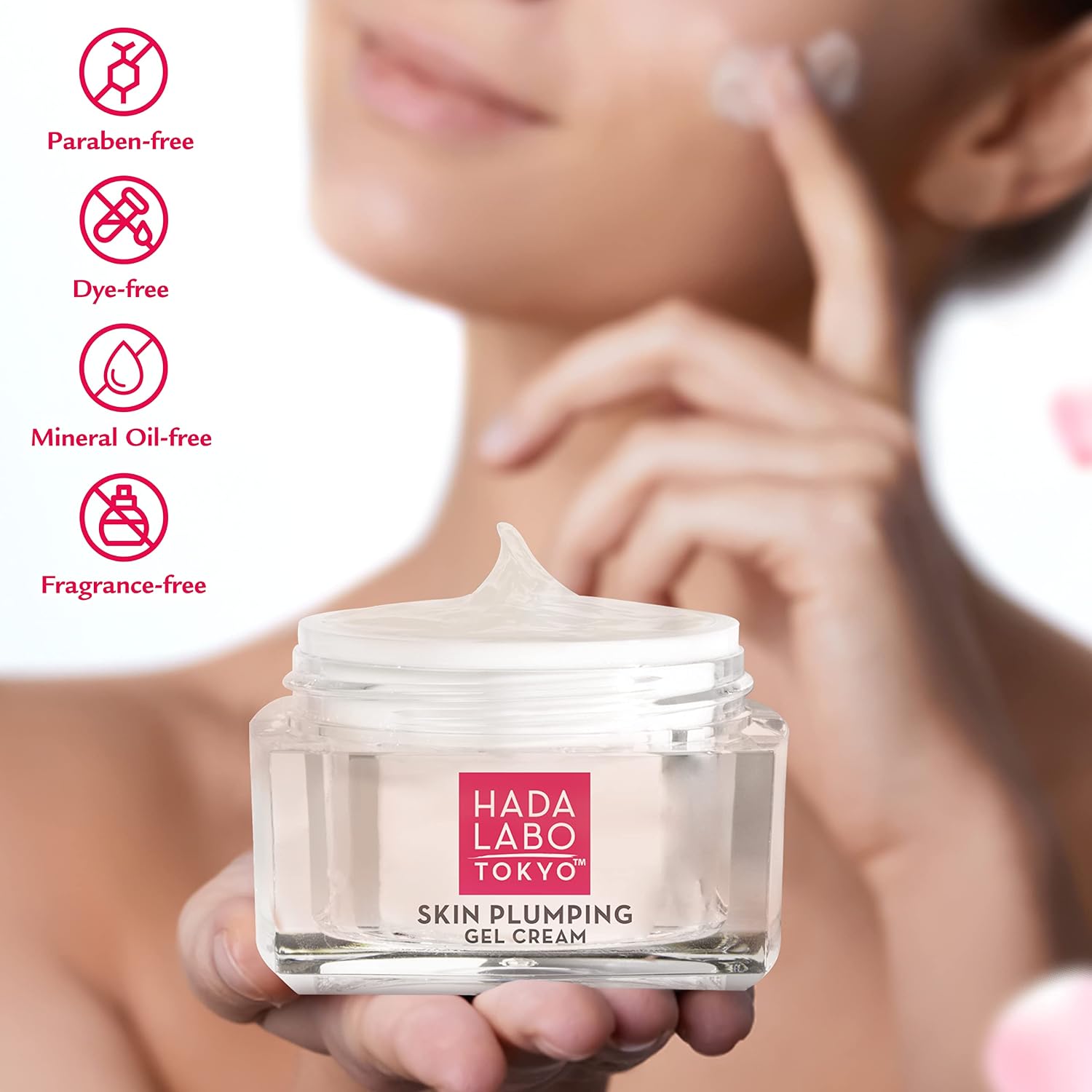 Hada Labo Tokyo Plumping Gel Cream, Facial Moisturizer, Clinically Proven to Provide 24-Hour Moisture in One Use, Super HyaluronicAcid, Ceramides, Collagen, No Parabens, Dyes or Fragrance, 1.76 oz - Image 6