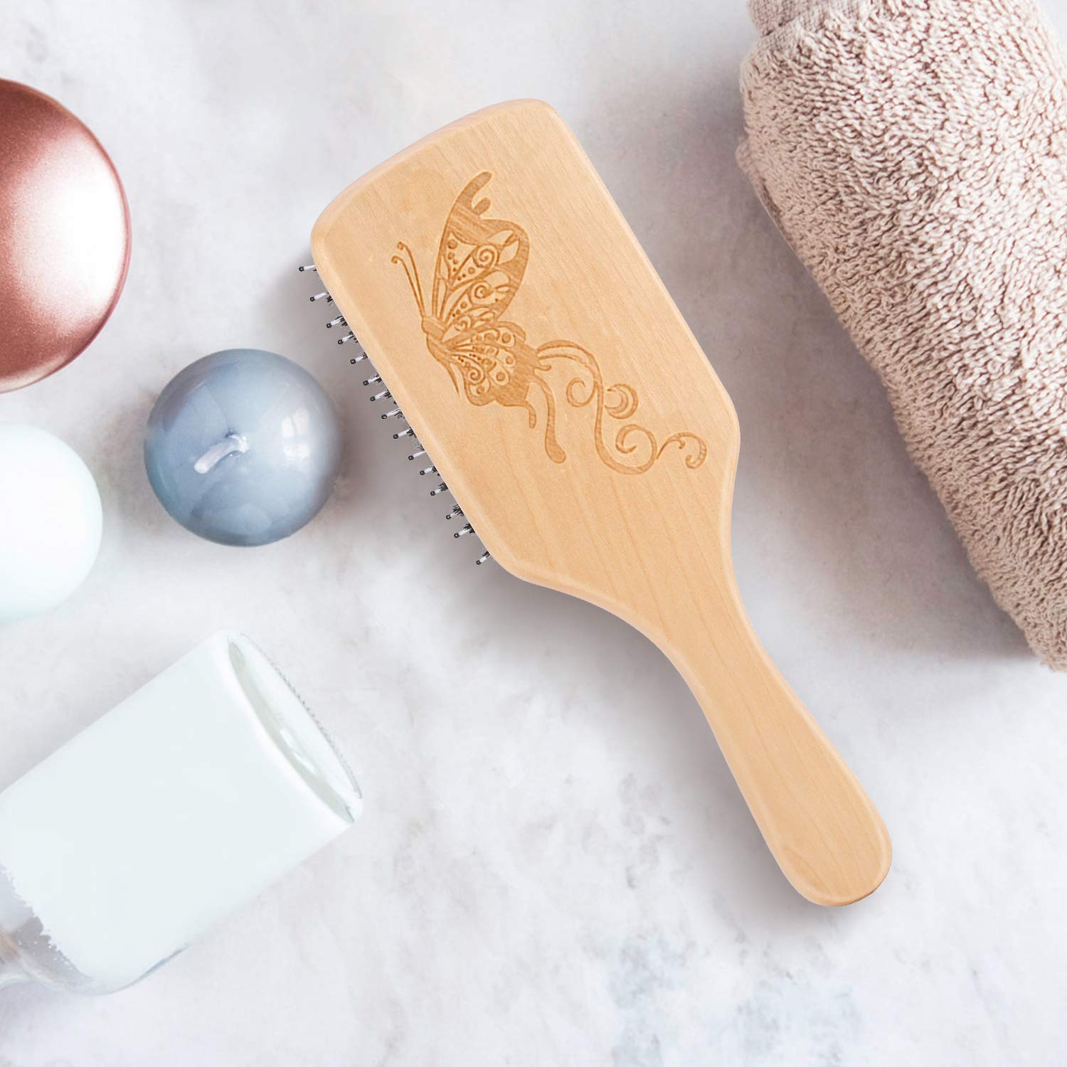 Hair Brush Boar Bristle Hairbrush for Thick Curly Thin Long Short Wet or Dry Hair Adds Shine and Makes Hair Smooth, Best Paddle Hair Brush for Men Women Kids - Image 9