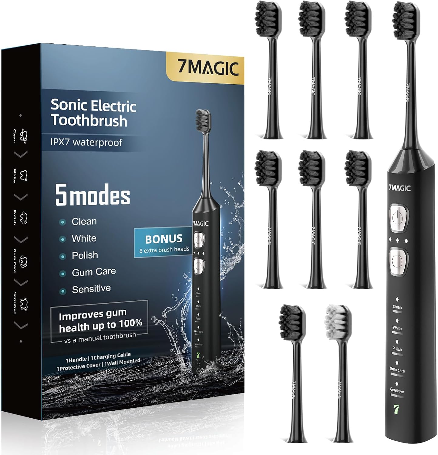 7MAGIC Sonic Electric Toothbrush, 1...