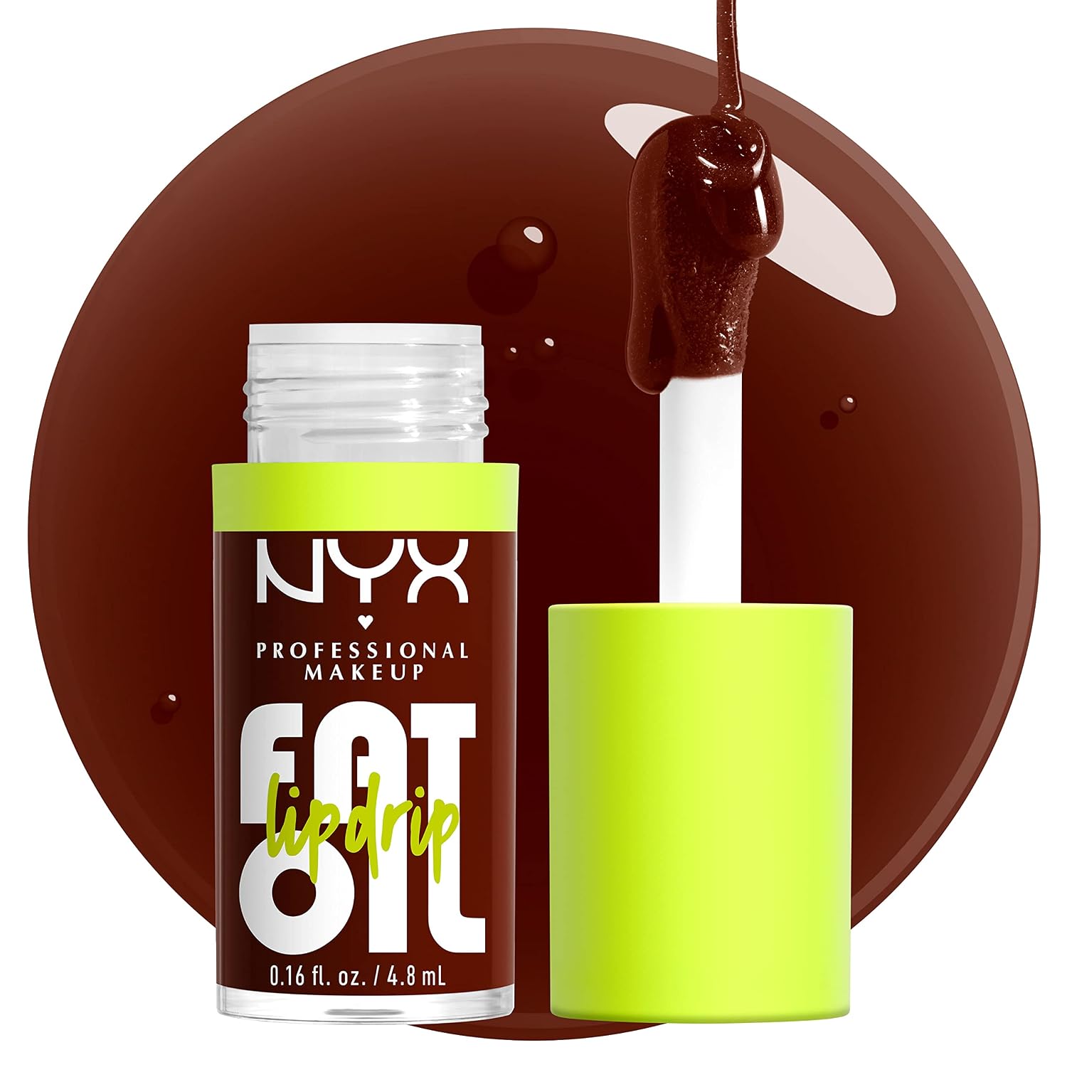 NYX PROFESSIONAL MAKEUP Fat Oil Lip Drip, Moisturizing Lip Oil Gloss, Vegan Tinted Formula, Up to 12 HR Hydration - Status Update (Rich Chocolate) - Image 9