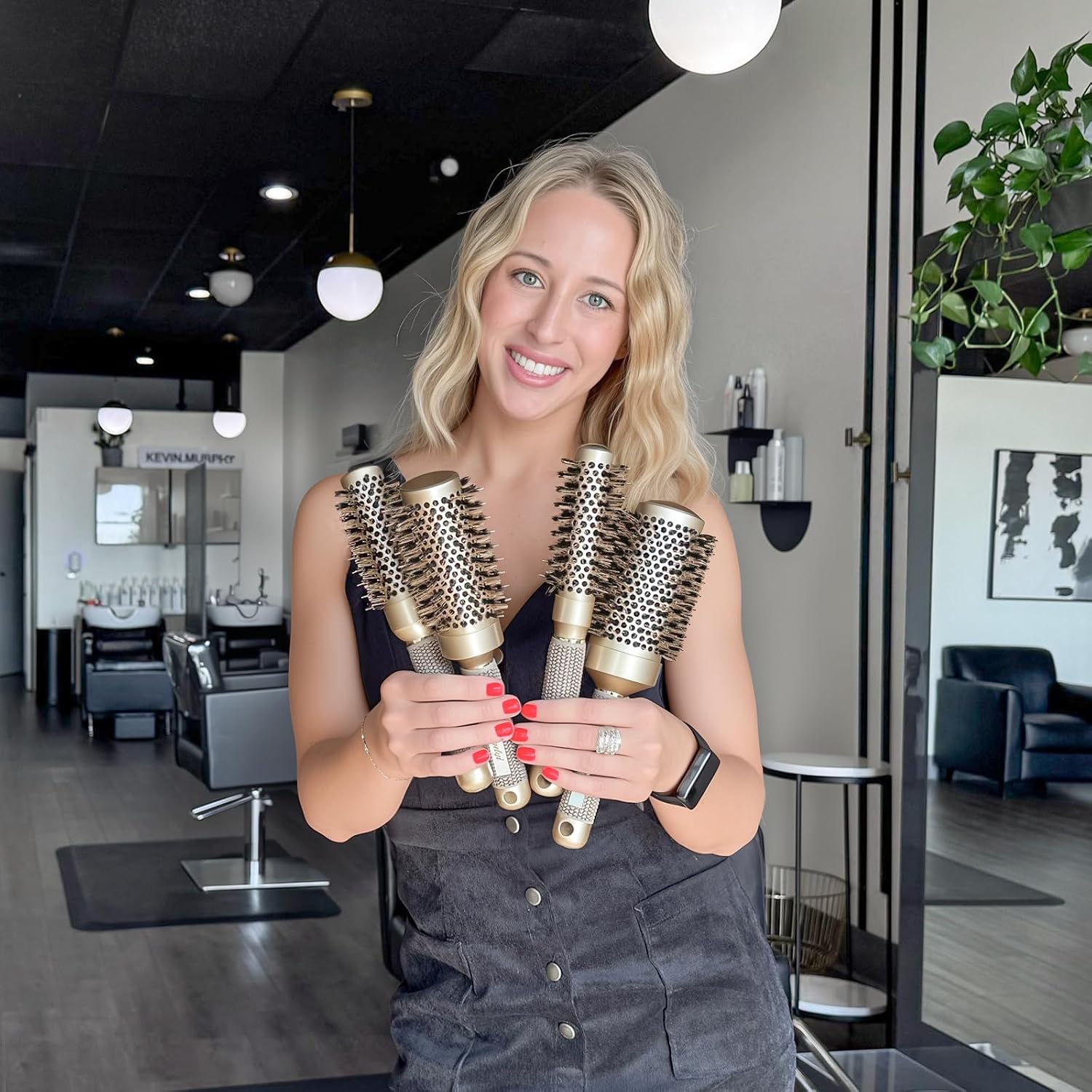 Round Brush for Blow Drying, Nano Thermal Ceramic & Ionic Tech Hair Brush with Boar Bristles, Professional Round Barrel Brush for Styling, Curling & Straightening by Sndyi (2.9 Inch, Barrel 1.7 Inch) - Image 7