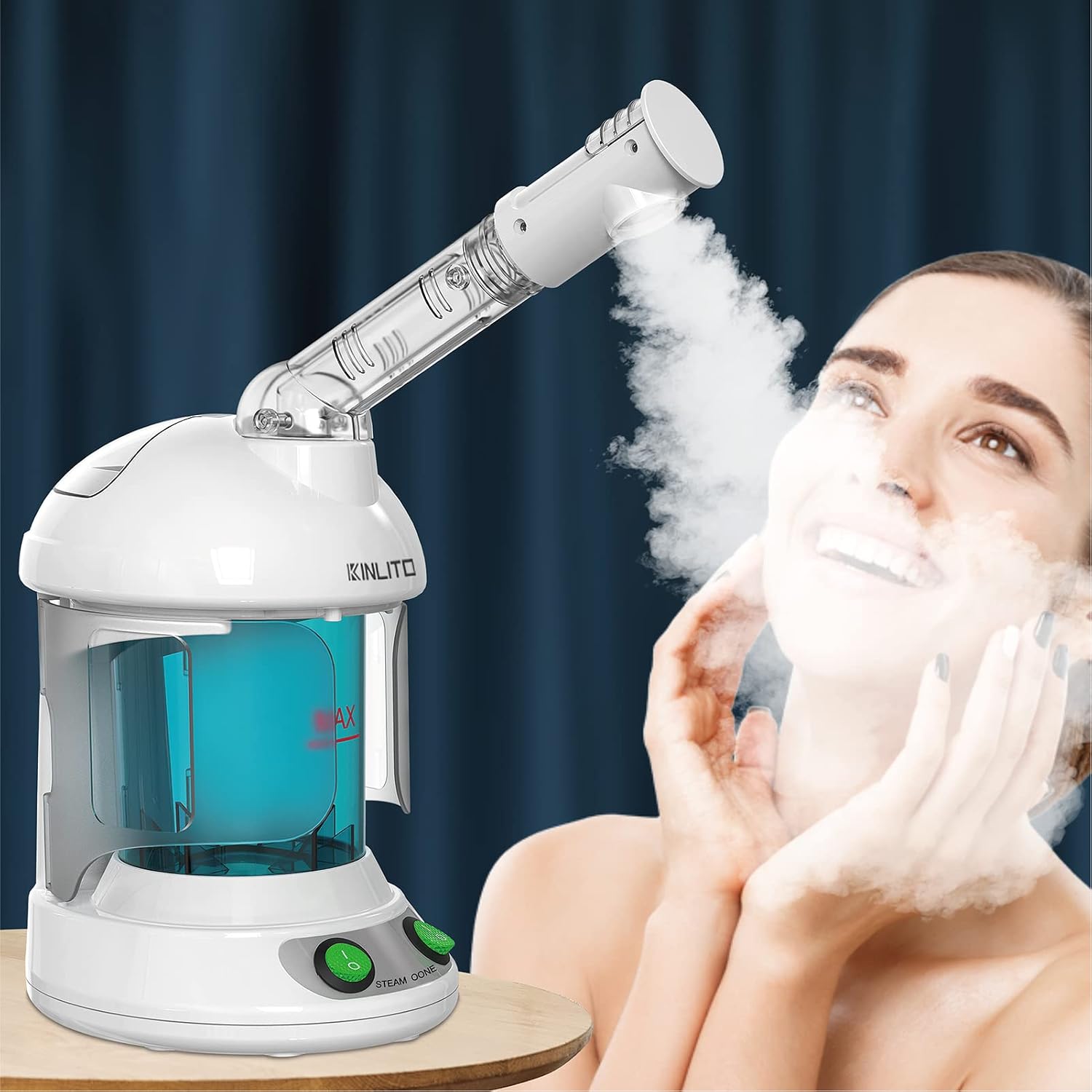 KINLITO Facial Steamer Ozone 360° Arm - Nano Ionic Warm Mist for Home Spa