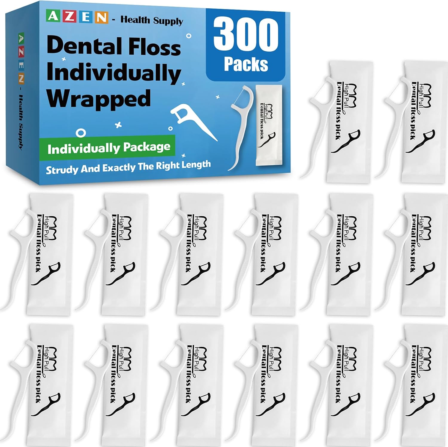 AZEN 300 Count Dental Floss Bulk, I...