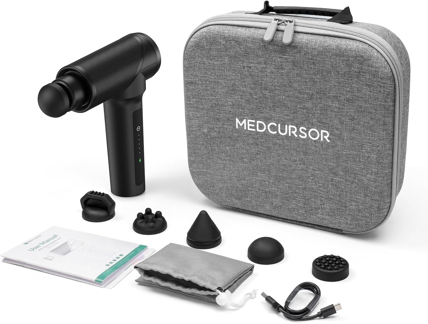 Medcursor Massage Gun - High Intensity Brushless Motor, Handheld Percussion Deep Tissue Massager with 6 Massage Heads for Sore Muscle and Stiffness, Gifts for Father/Dad (Black) - Image 8