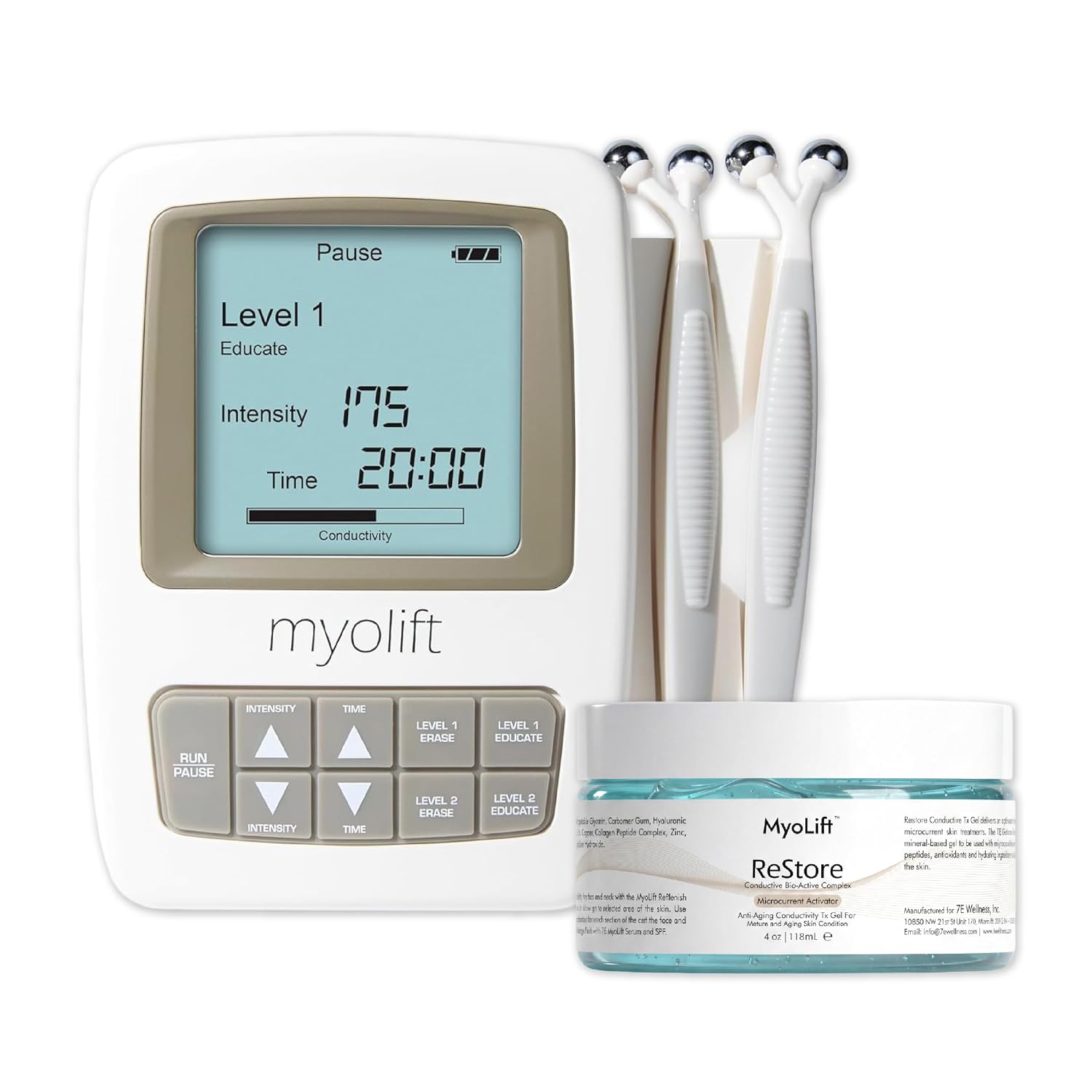 7E Wellness MyoLift Mini Microcurrent Facial Device with Dual Probes