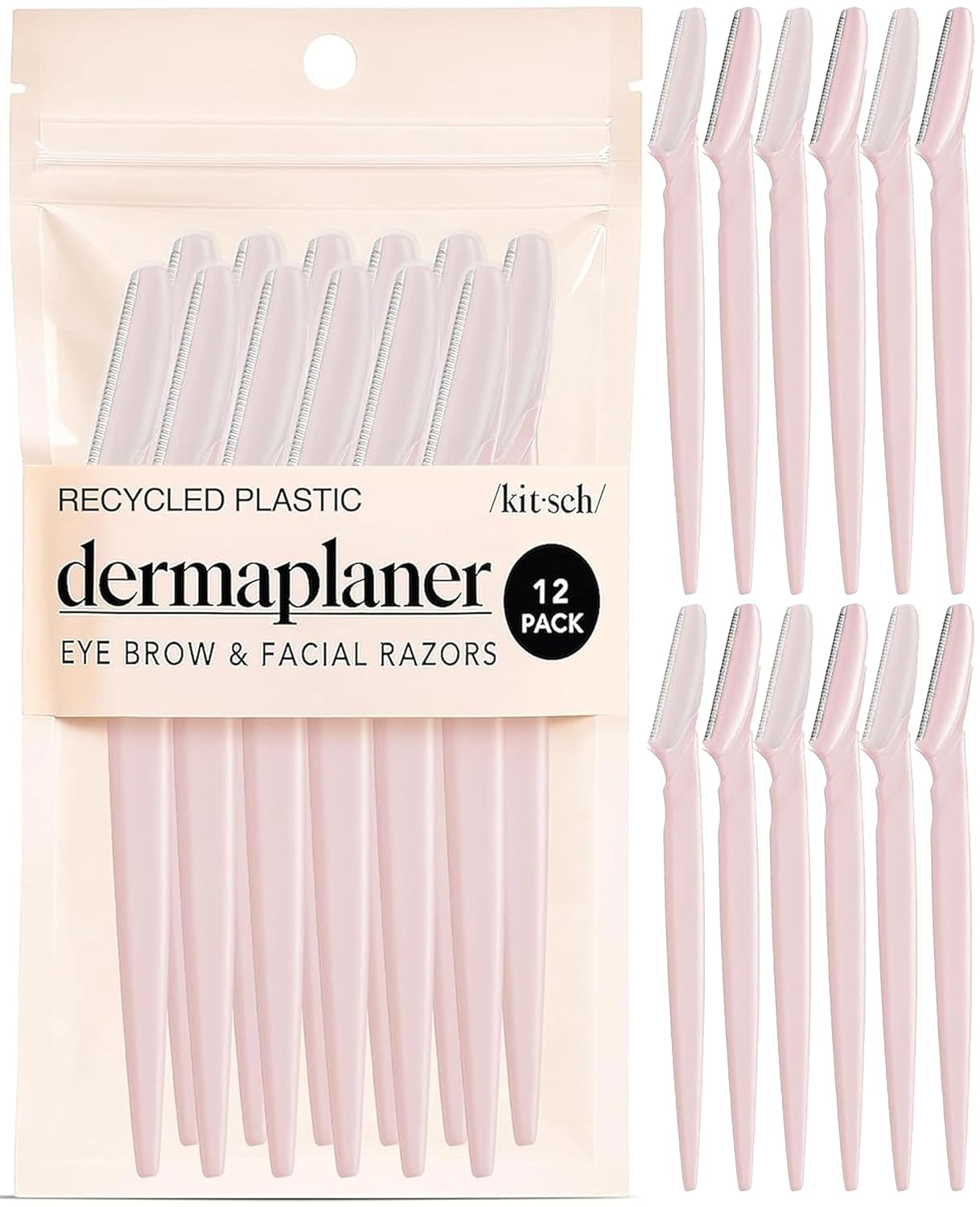 Kitsch Dermaplane Razor for Women Face – Blush, 12 pcs