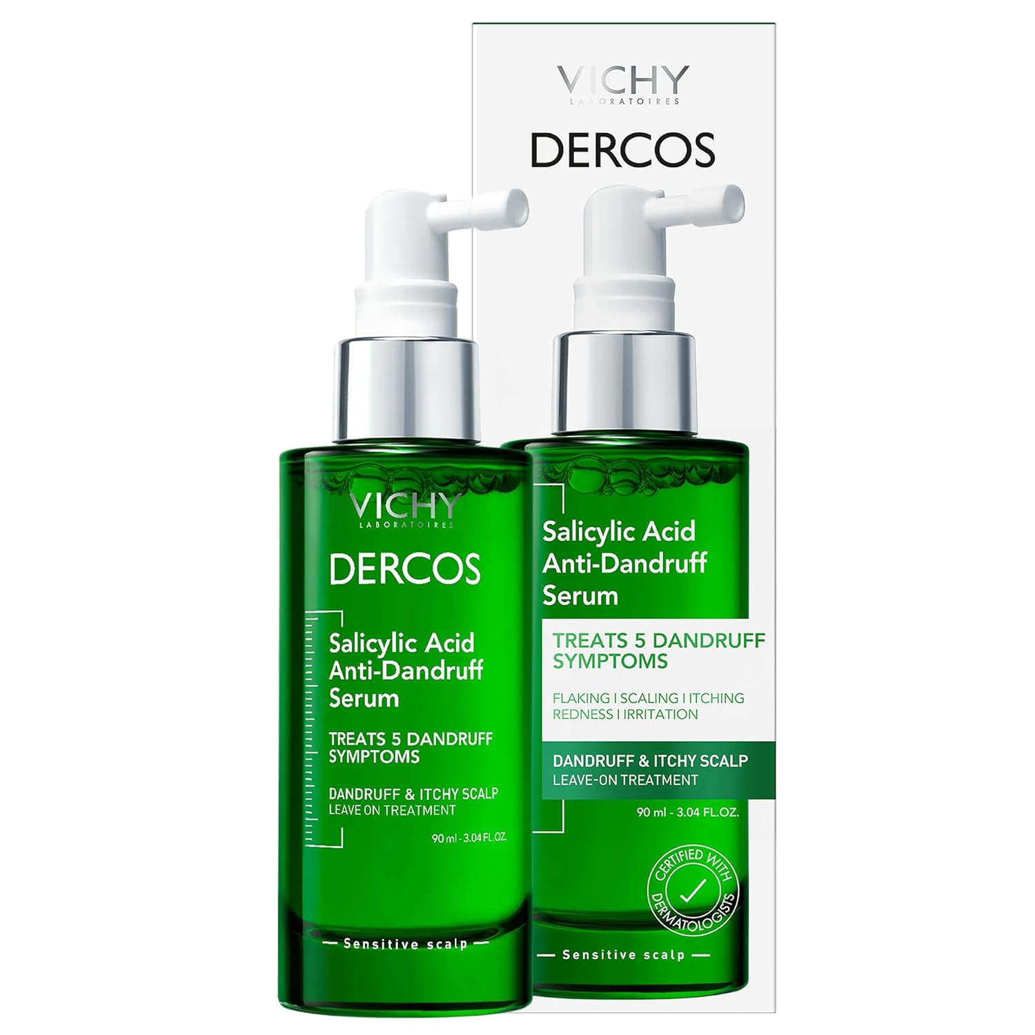 Vichy Dercos Salicylic Acid Anti-Dandruff Scalp Treatment for Flakes, 3oz