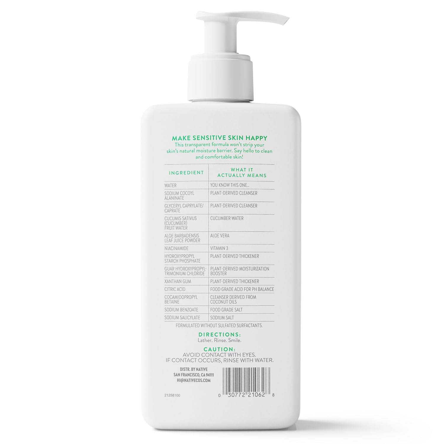 Native Gentle Facial Cleanser for Sensitive Skin, Fragrance Free, Sulfate Free, with Vitamin B3 and Aloe, Dermatologist Tested, 12.5 FL Oz - Image 13
