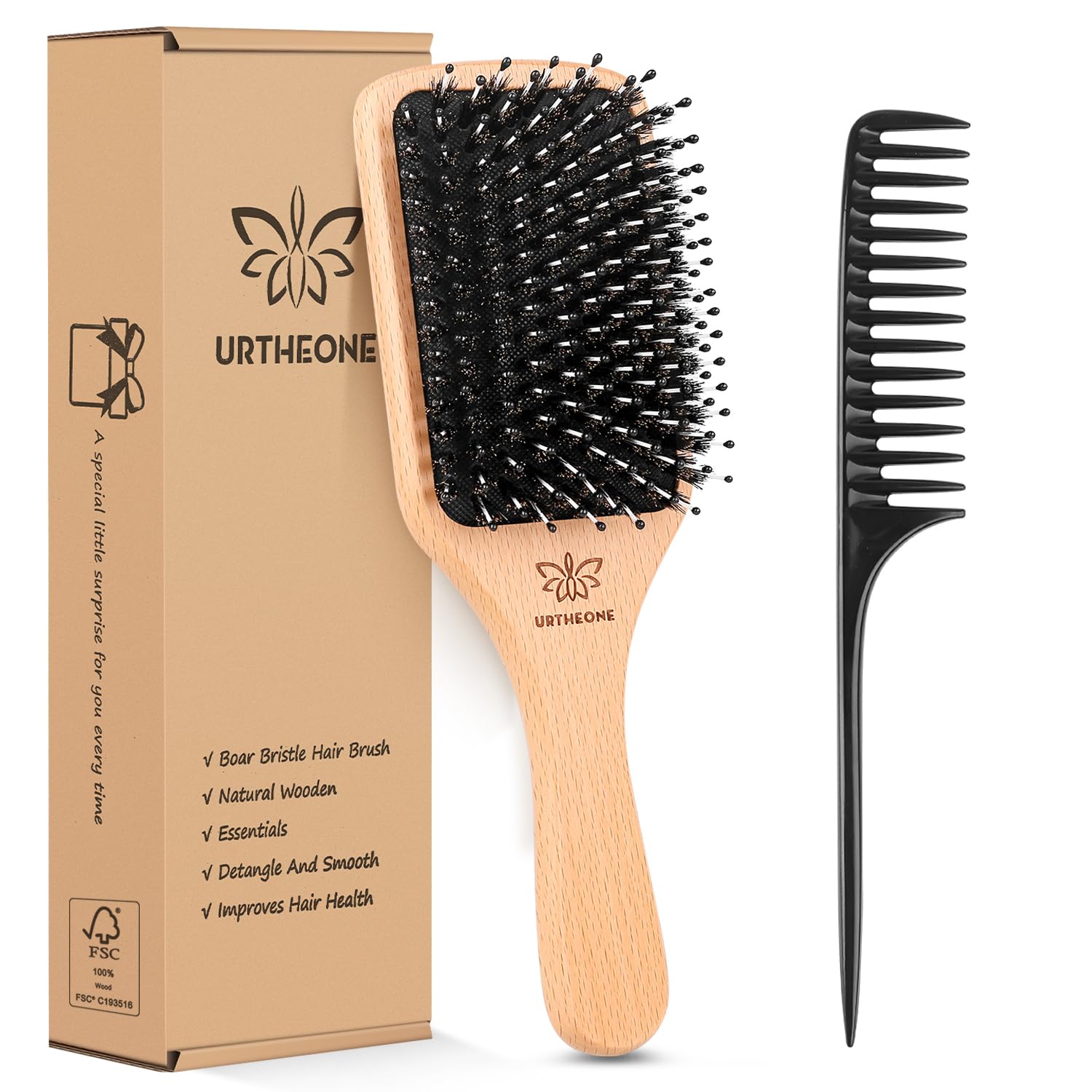 Hair Brush Boar Bristle Hairbrush for Thick Curly Thin Long Short Wet or Dry Hair Adds Shine and Makes Hair Smooth, Best Paddle Hair Brush for Men Women Kids - Image 8