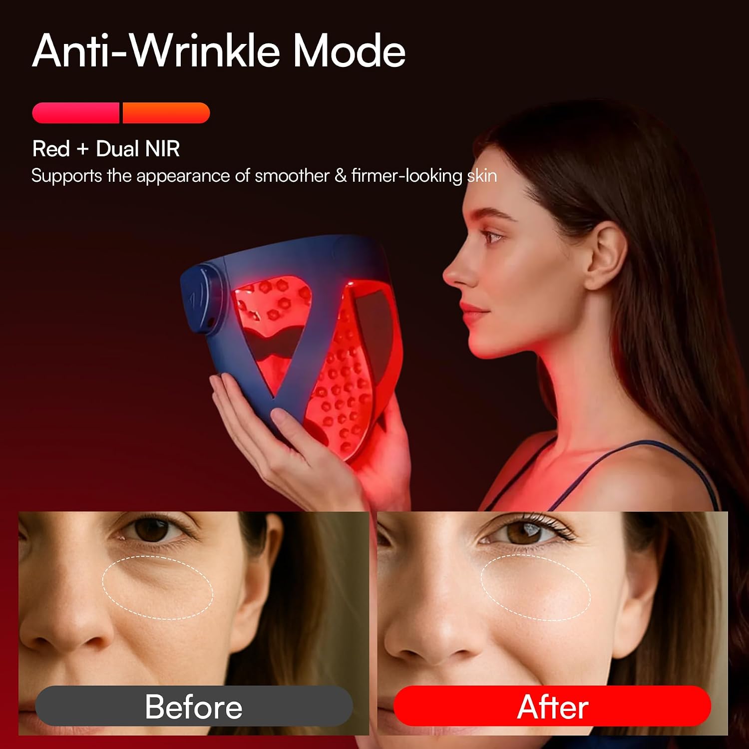INIA GLOW 4D Wireless Red Light Therapy Mask for Face, Dual NIR, 320 LEDs - Image 4