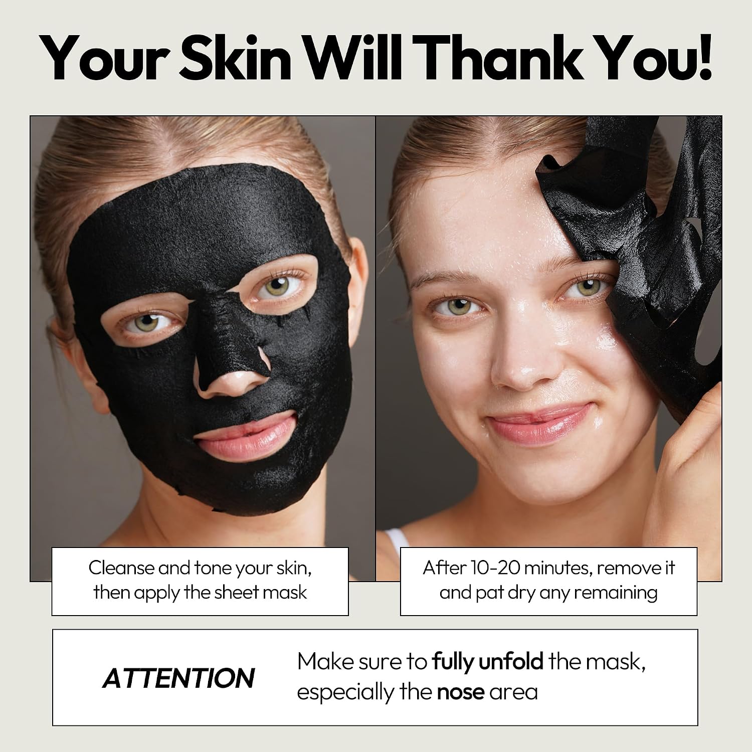 LAPCOS K Beauty Charcoal Sheet - Pore Refining Face Mask (Pack of 5) - Image 6