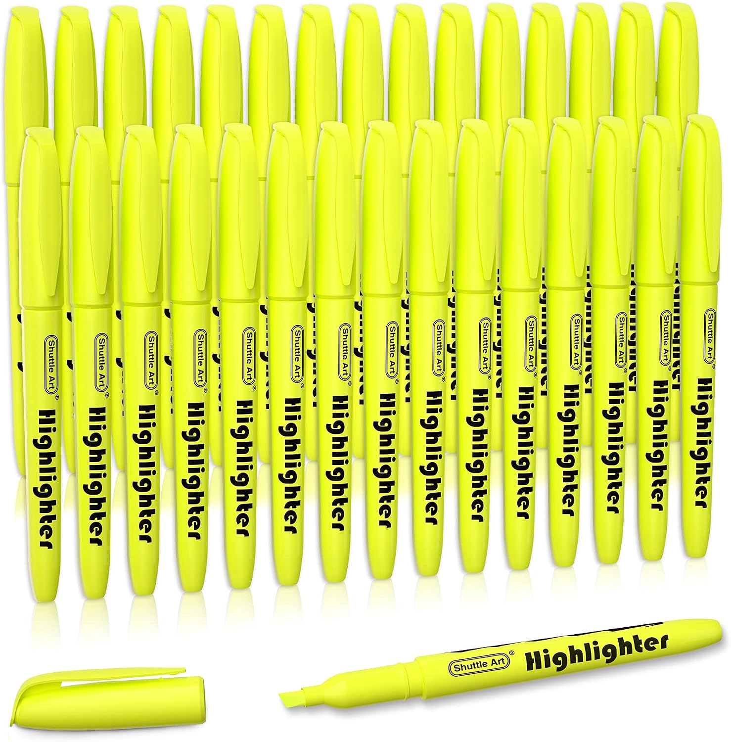 Shuttle Art Yellow Highlighters, 30 Pack Highlighters Bright Colors, Chisel Tip Dry-Quickly Non-Toxic Highlighter markers for Adults Students Highlighting in Home School Office