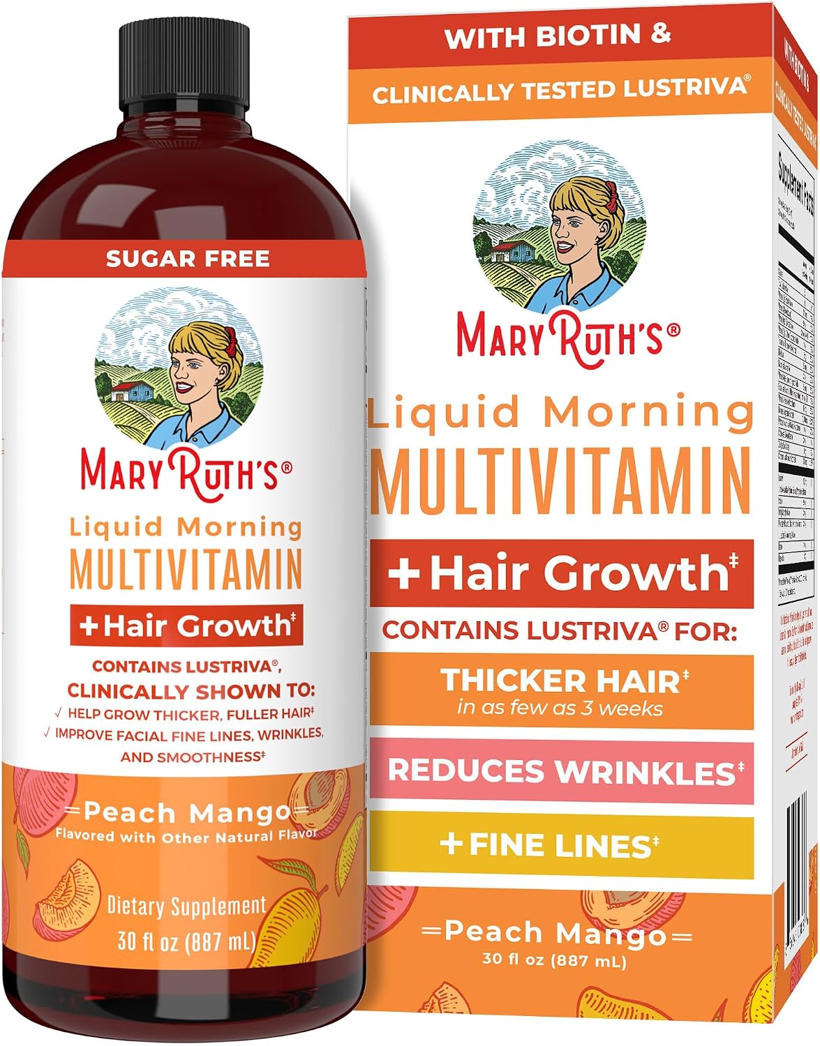 MARYRUTH'S Liquid Multivitamin + Hair Growth, Clinically Thicker Hair, 30oz