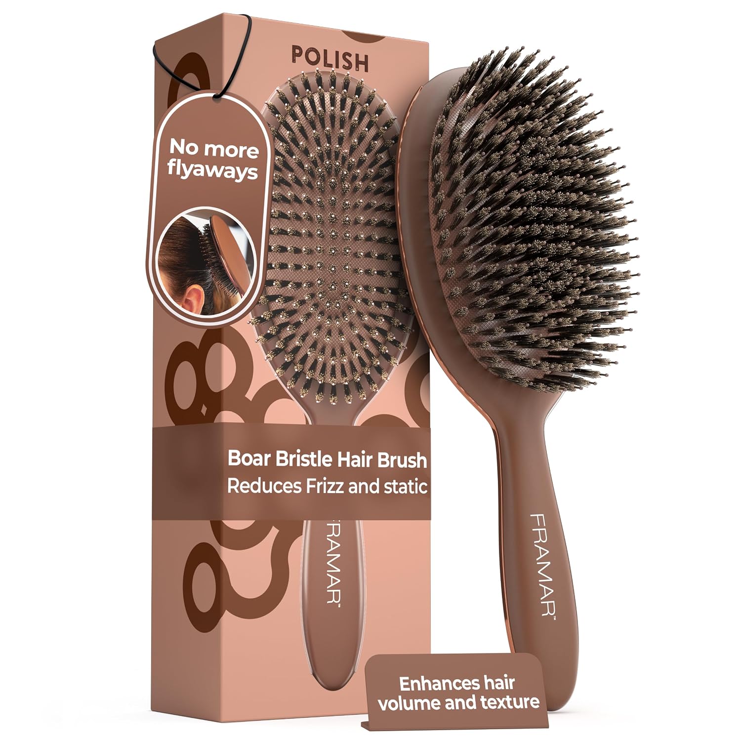 FRAMAR Soft Boar Bristle Hair Brush...