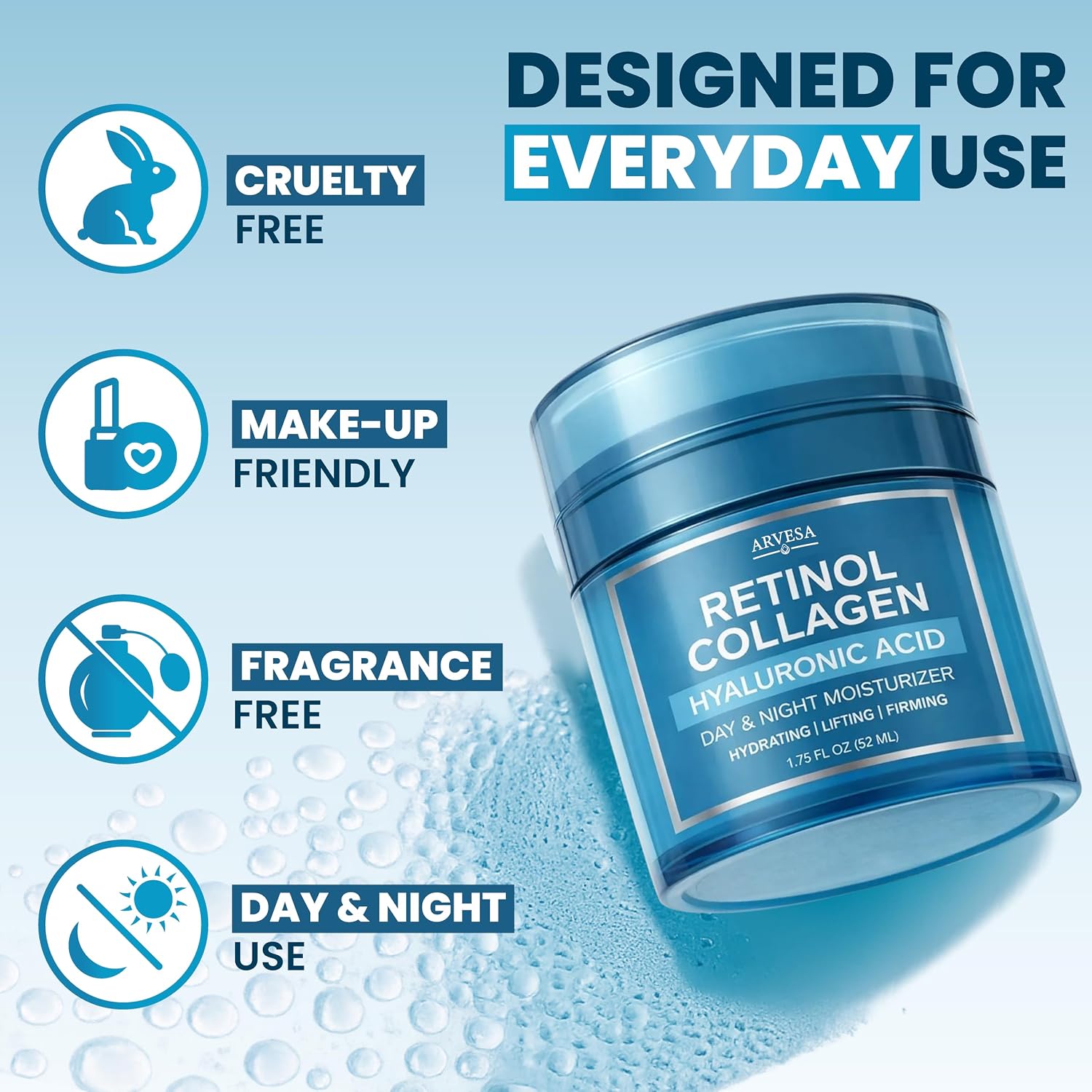 Retinol Cream for Face - Anti-Aging Moisturizer Wrinkle Cream with Collagen - Image 7