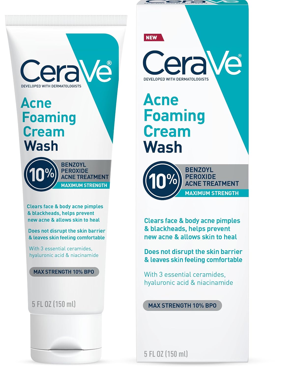 CeraVe Acne Foaming Cream Wash, 10%...