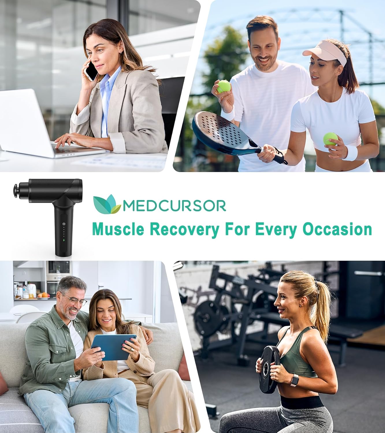 Medcursor Massage Gun - High Intensity Brushless Motor, Handheld Percussion Deep Tissue Massager with 6 Massage Heads for Sore Muscle and Stiffness, Gifts for Father/Dad (Black) - Image 7