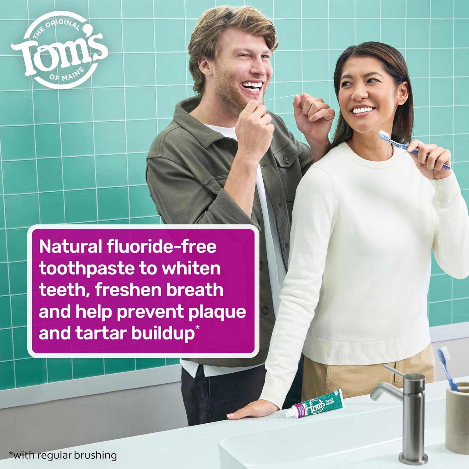 Tom's of Maine Antiplaque and Whitening Toothpaste, Peppermint, 2Pk, 5.5 oz - Image 4
