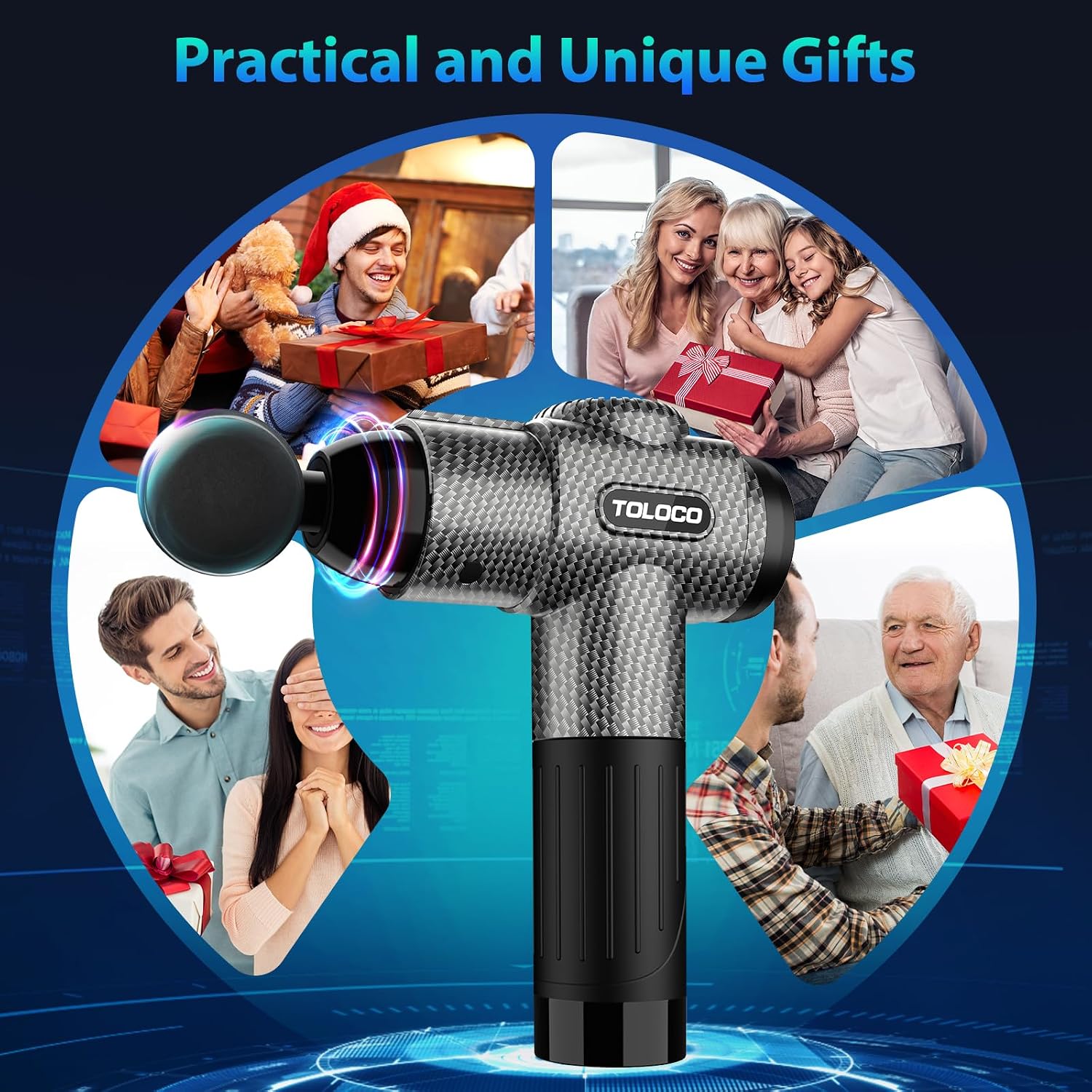 TOLOCO Massage Gun, Deep Tissue Back Massage for Athletes for Pain Relief, Percussion Massager with 10 Massages Heads & Silent Brushless Motor, Fathers Day Dad Gifts, Carbon - Image 7