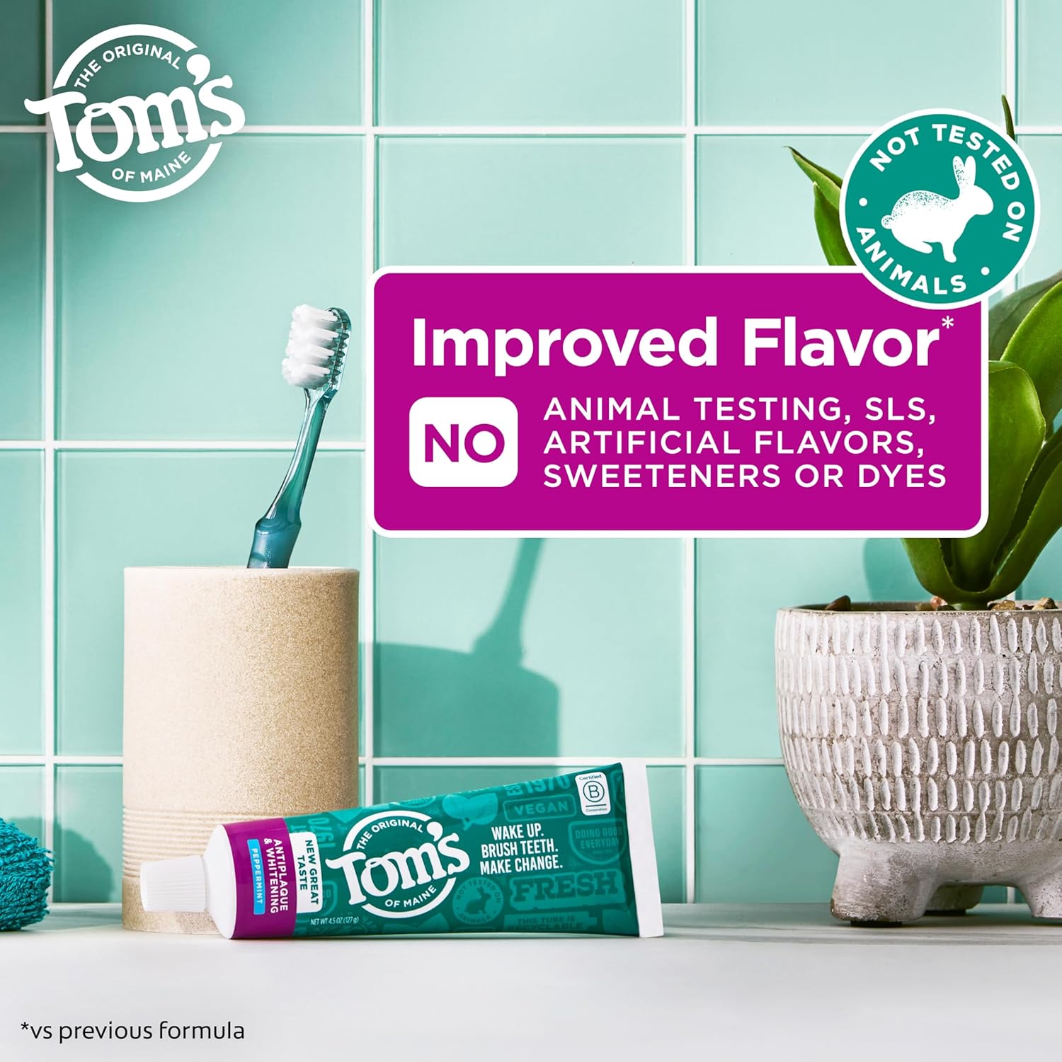 Tom's of Maine Antiplaque and Whitening Toothpaste, Peppermint, 2Pk, 5.5 oz - Image 2