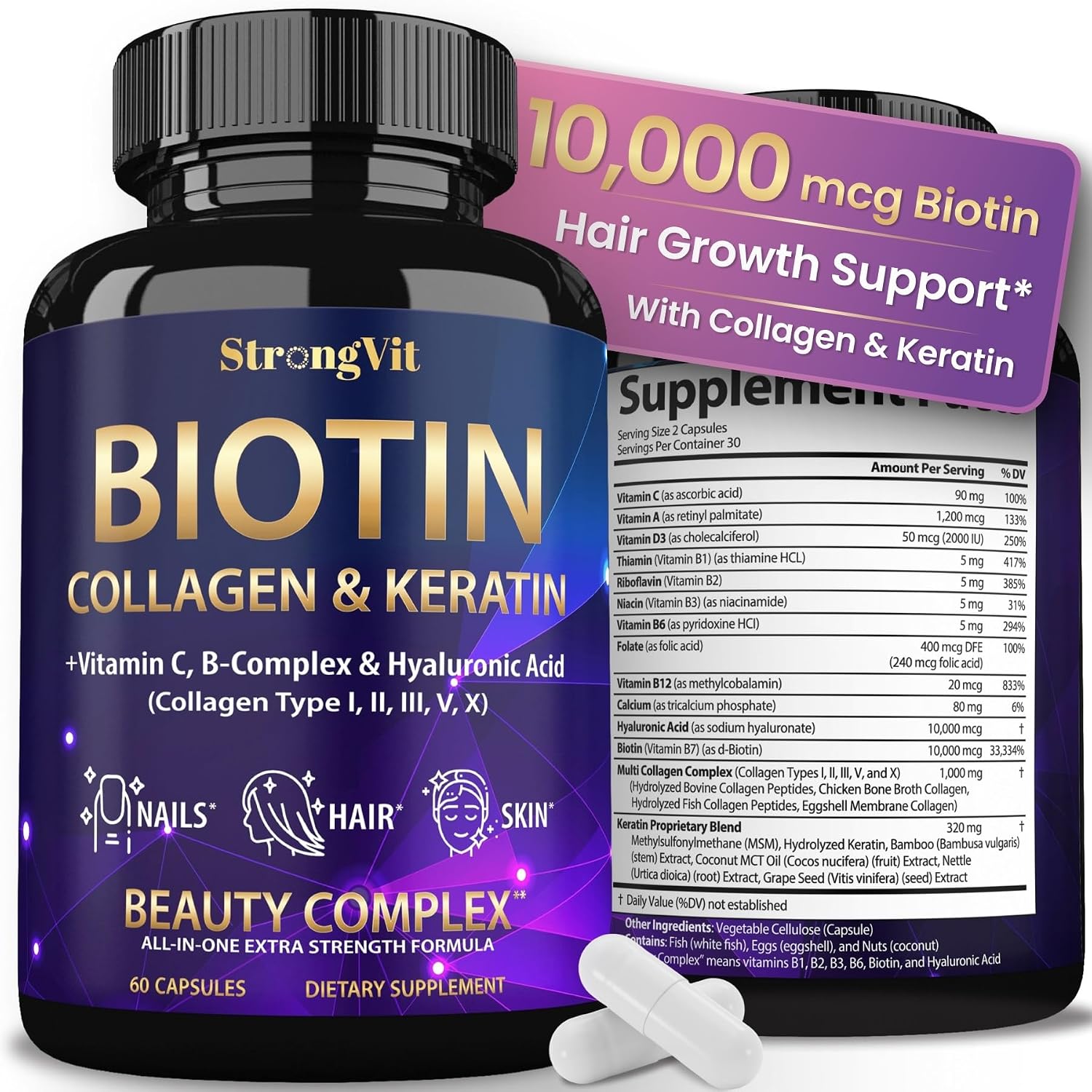 Biotin with Hyaluronic Acid, Kerati...