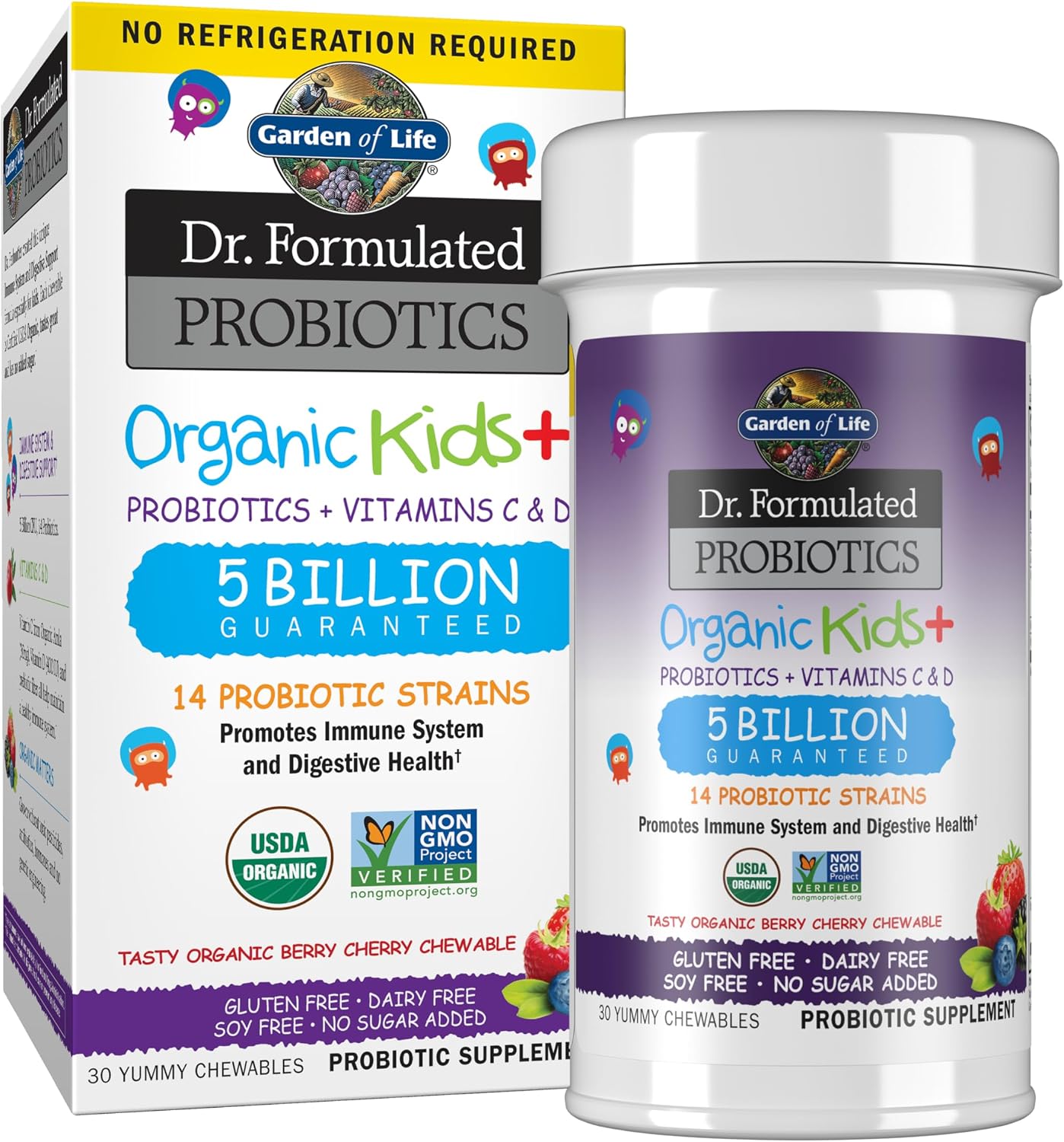 Garden of Life Dr. Formulated Kids+ Probiotics, Shelf Stable, Berry Cherry
