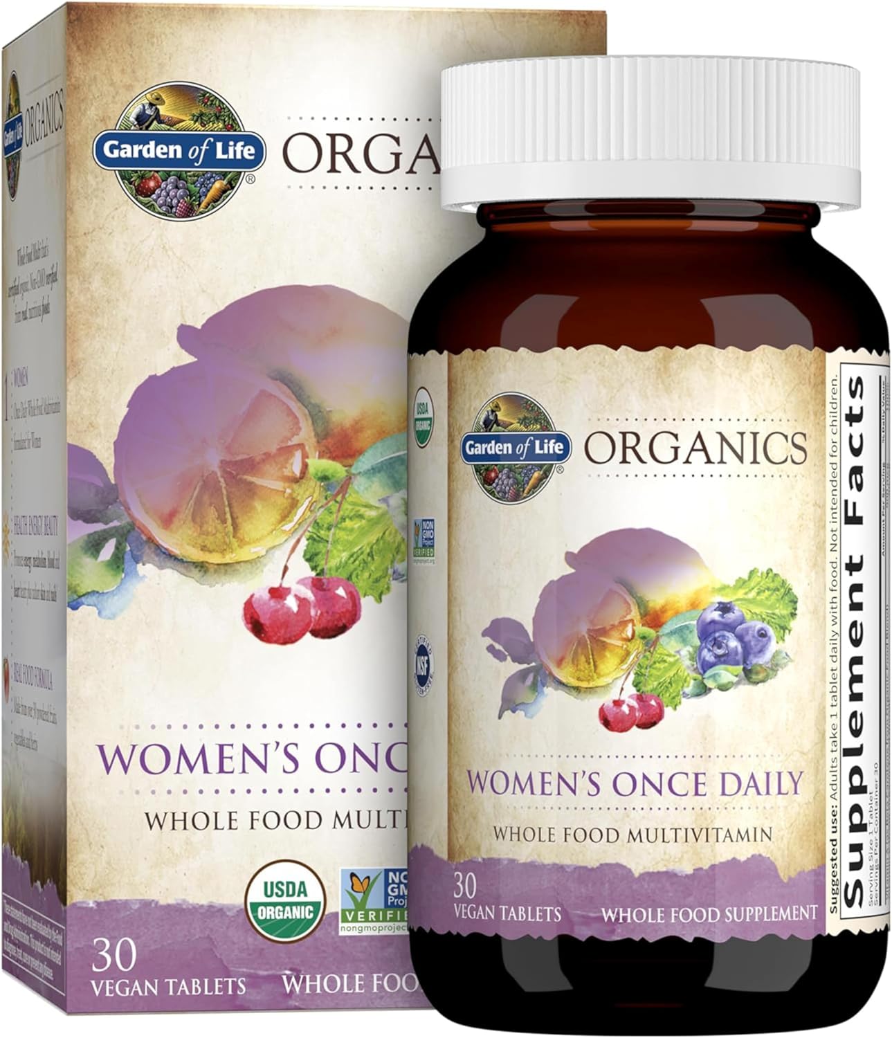 Garden of Life Organics Women's Once Daily Multivitamin, 30 Tablets