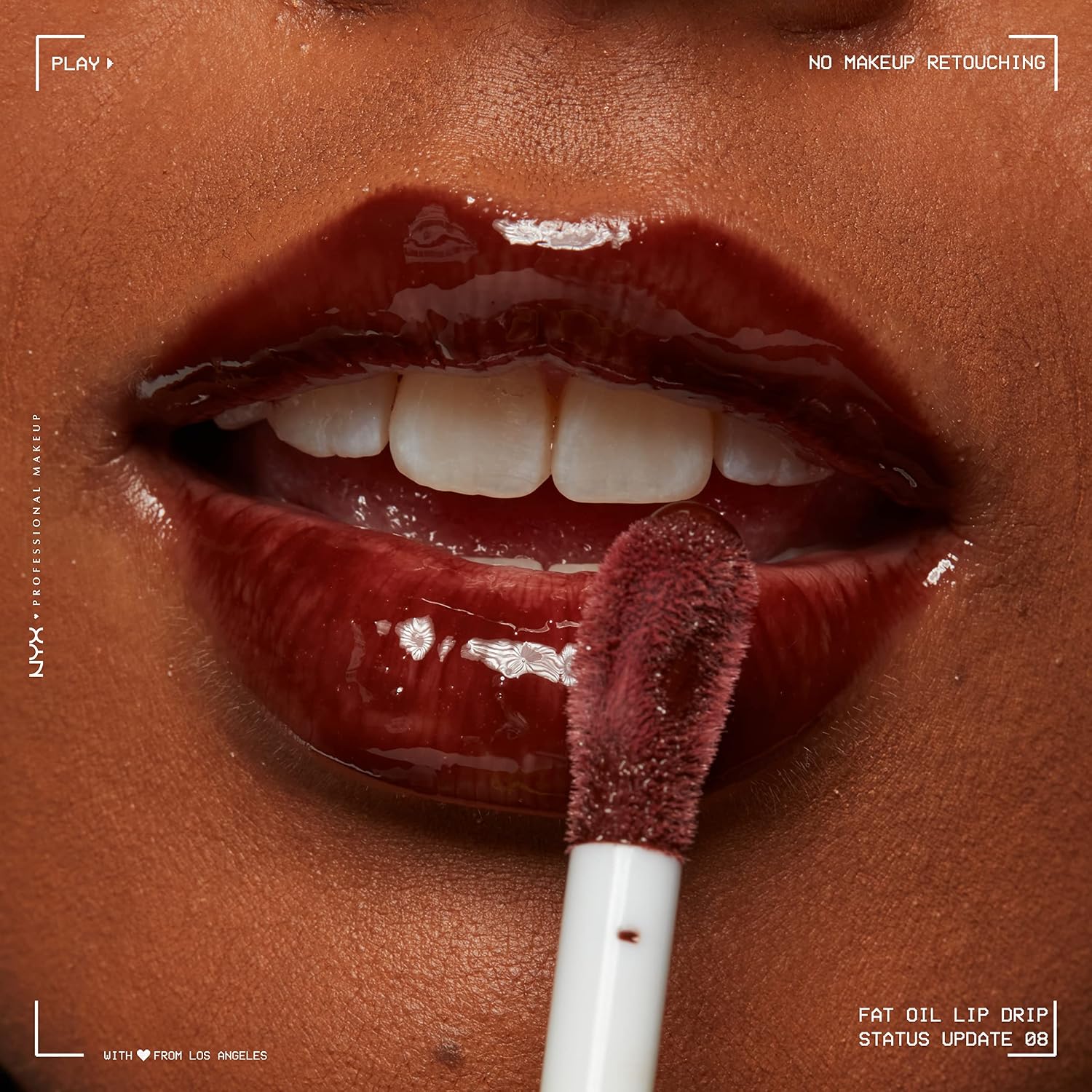 NYX PROFESSIONAL MAKEUP Fat Oil Lip Drip, Moisturizing Lip Oil Gloss, Vegan Tinted Formula, Up to 12 HR Hydration - Status Update (Rich Chocolate) - Image 8
