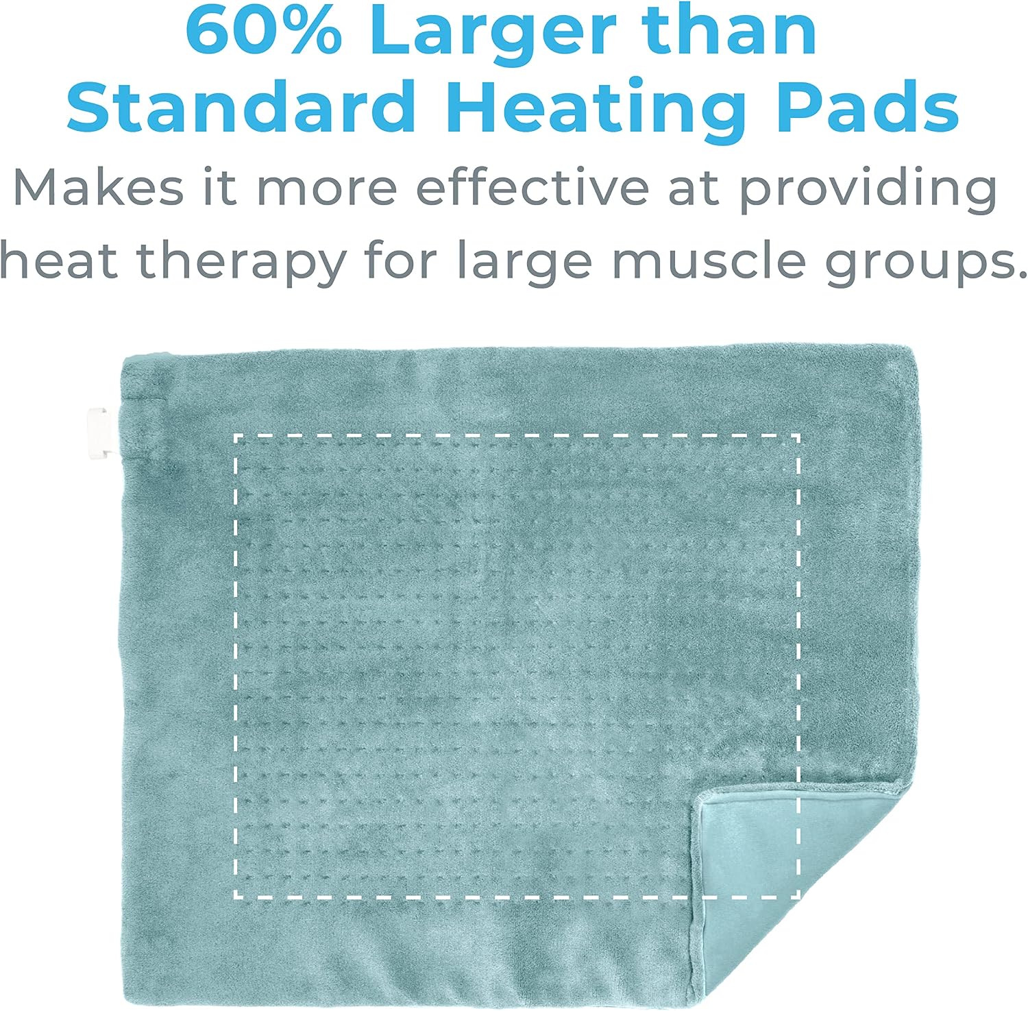 Pure Enrichment PureRelief Ultra-Wide Microplush Heating Pad - 20” x 24” XXL Size & 6 Heat Settings for Temporary Neck, Shoulder & Back Pain Relief - Moist Heat Option & Machine Washable (Sea Glass) - Image 4