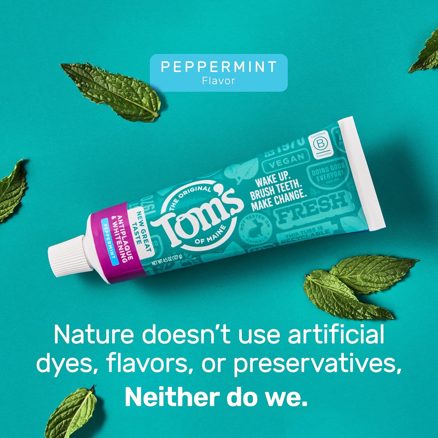 Tom's of Maine Antiplaque and Whitening Toothpaste, Peppermint, 2Pk, 5.5 oz - Image 6