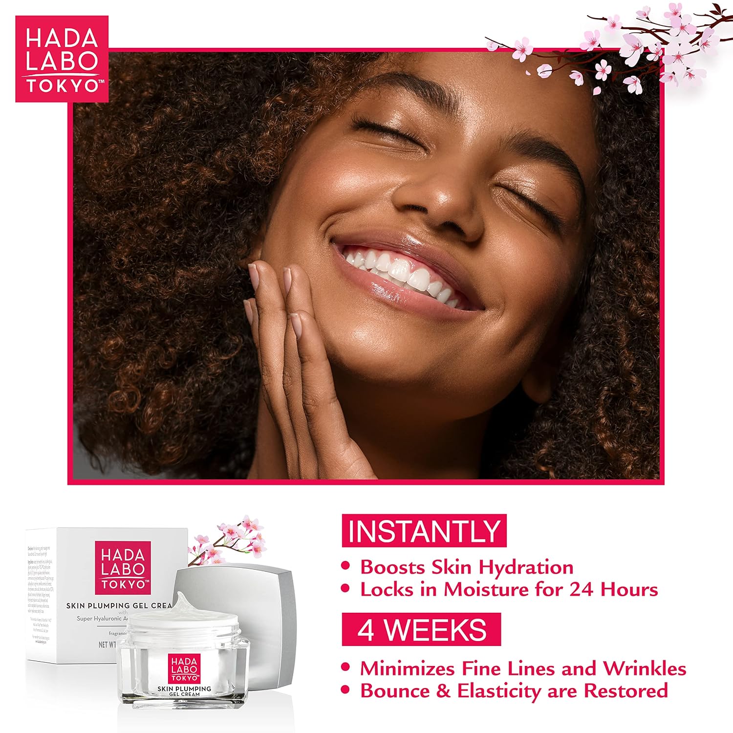 Hada Labo Tokyo Plumping Gel Cream, Facial Moisturizer, Clinically Proven to Provide 24-Hour Moisture in One Use, Super HyaluronicAcid, Ceramides, Collagen, No Parabens, Dyes or Fragrance, 1.76 oz - Image 7