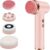 Facial Cleansing Brush, 5 Speeds Adjustable Facial Brush, Waterproof & Rechargeable Face Scrubber Exfoliator with 4 Brush Heads for Women, Pink
