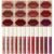 QiBest 12Pcs Matte Liquid Lipstick Set for Girls & Women, 24 Hours Long Lasting Waterproof Nude & Dark Red Lip Gloss Makeup Gift Kits, Velvet Non-Stick Cup Mate Duracion 24 Horas Originales Lip Stains