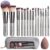 Travel Makeup Brush Set with Case & Sponge for Foundation Powder Blush 14